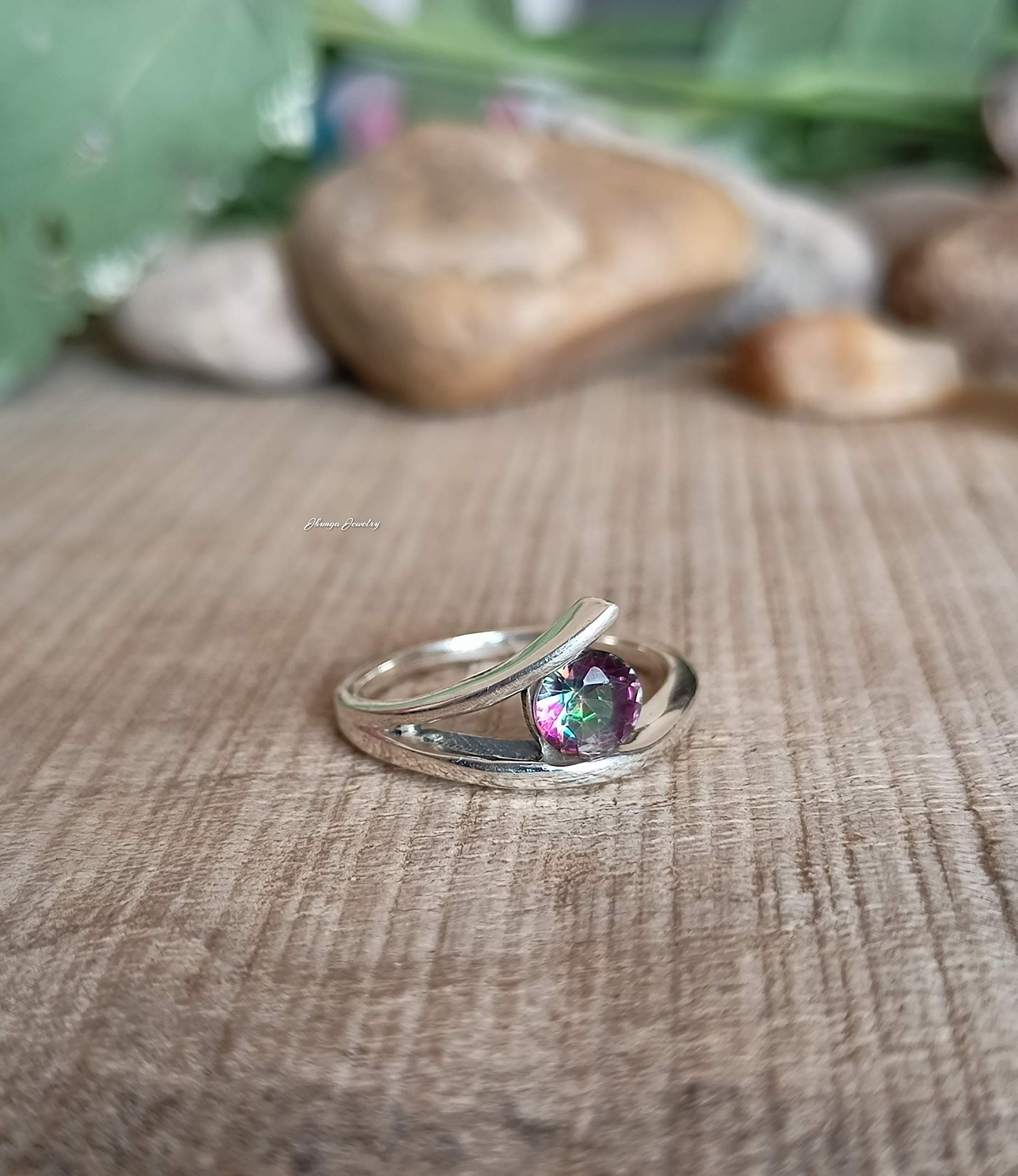 Genuine Rainbow Fire Mystic Topaz Ring - 925 Sterling Silver Vintage Engagement Ring - Handmade Fine Jewelry for Women - Perfect Bridesmaid Gift - Ideal for Weddings, Anniversaries & Special Occasions