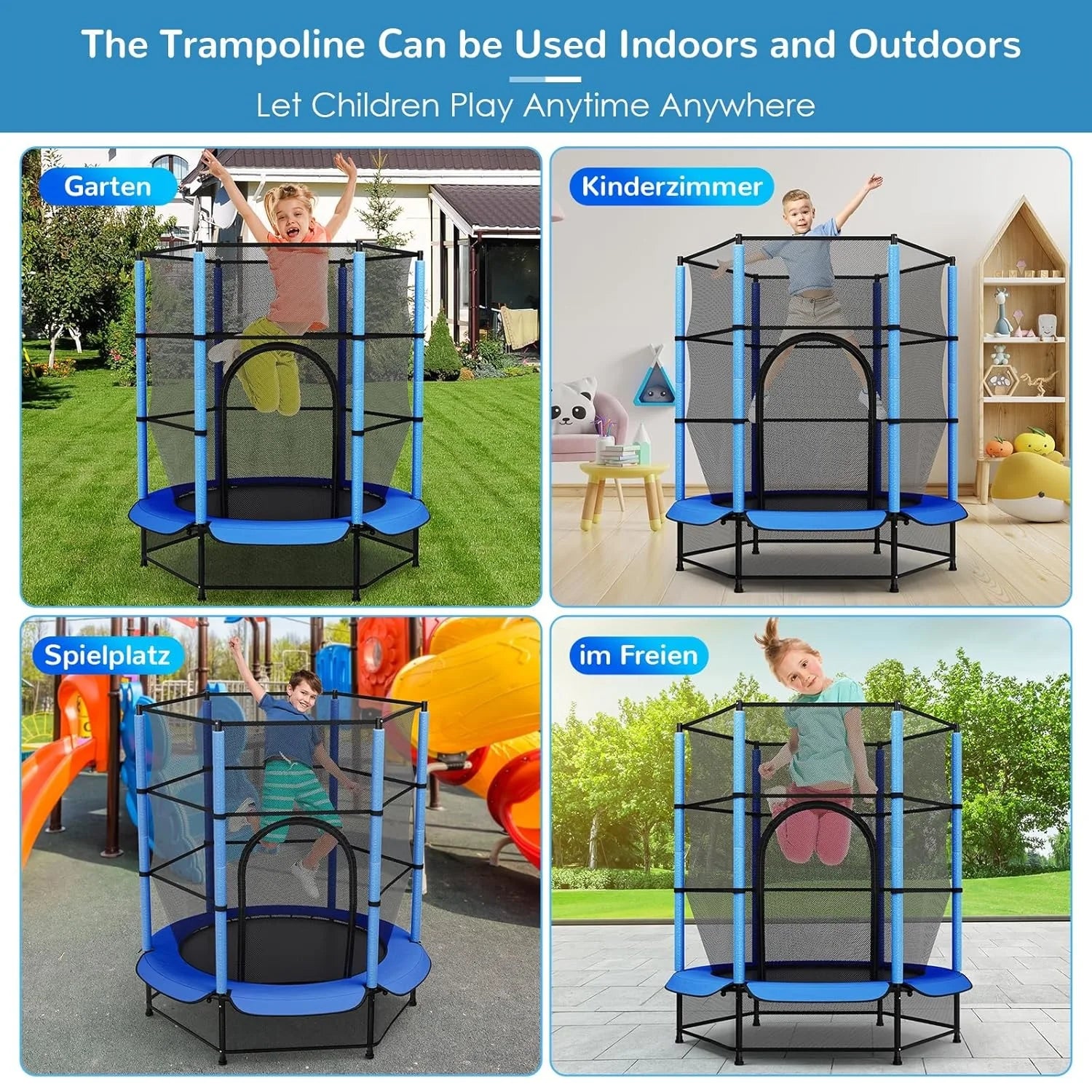 Best 140cm Mini Trampoline for Kids with Safety Net - Indoor & Outdoor Toddler Trampoline with Built-in Zipper | Perfect for Backyard Play, Exercise & Birthday Gifts