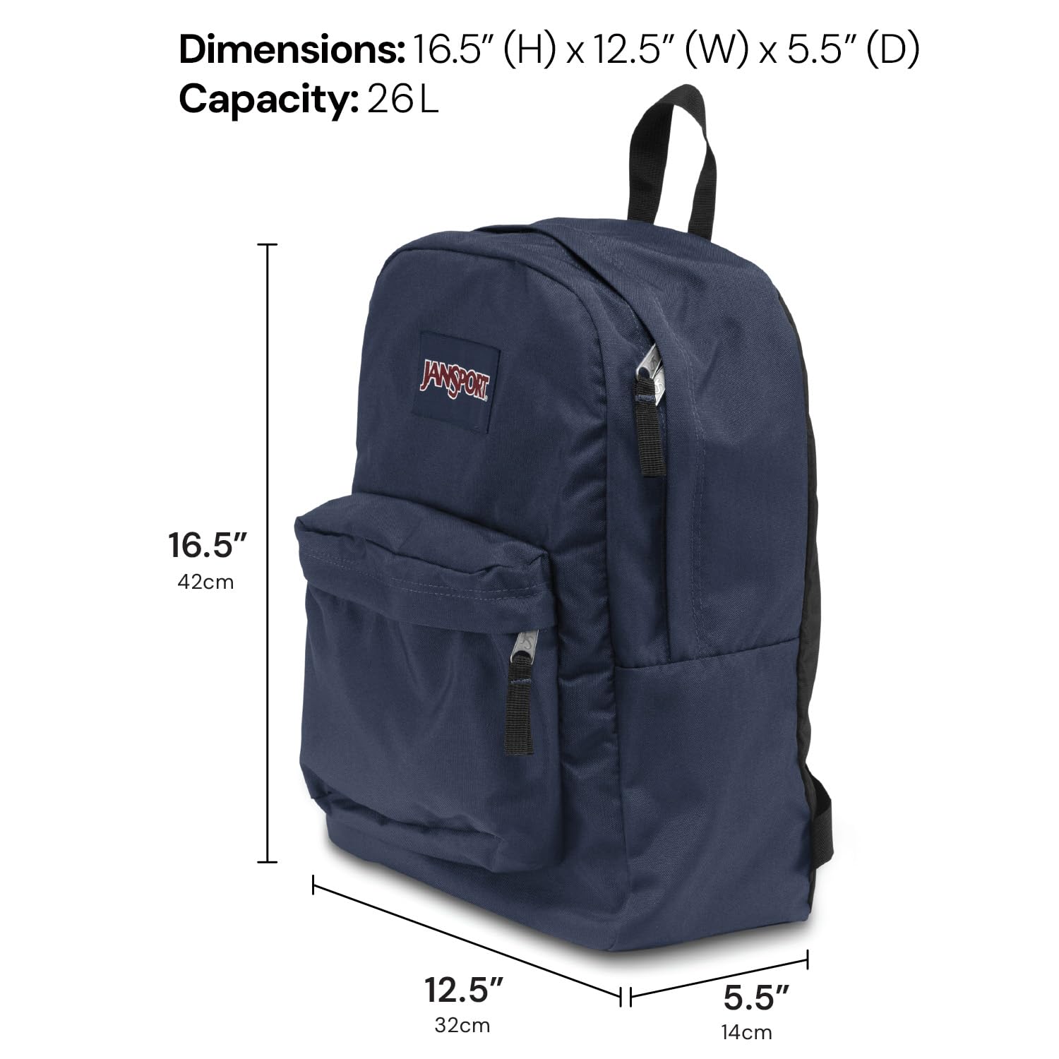 JanSport SuperBreak One Backpack - Durable & Lightweight School Backpack with 1 Main Compartment & Front Utility Pocket - Built-in Organizer for College, Travel & Everyday Use - Premium Bookbag for Students & Professionals