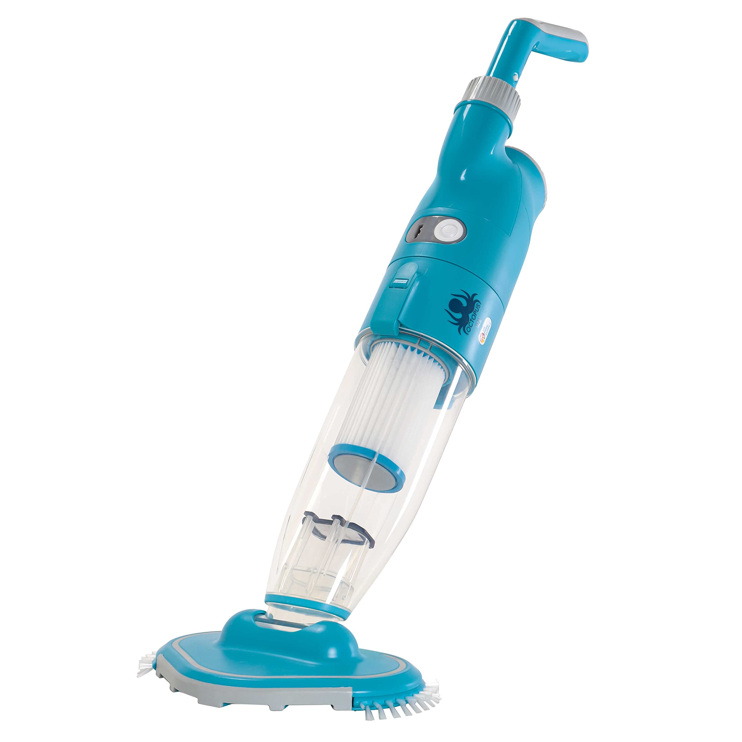 Manual Rechargeable Cordless Pool Vacuum Cleaner - Powerful Suction Handheld Pool Vac for Above Ground & Inground Pools, Hot Tubs, Spas - Includes Scrub Brush Head for Cleaning Leaves & Debris | Perfect for Quick Pool Maintenance & Seasonal Cleaning