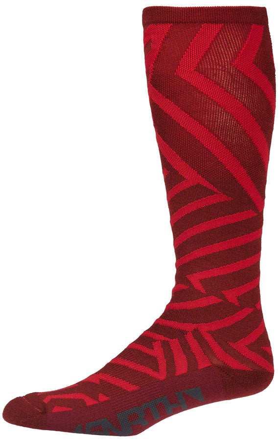 45NRTH Dazzle Midweight Knee High Wool Socks for Men & Women - Warm Winter Hiking & Snow Boot Socks, Chili Pepper Red, Small - Perfect for Outdoor Activities, Skiing & Cold Weather Adventures