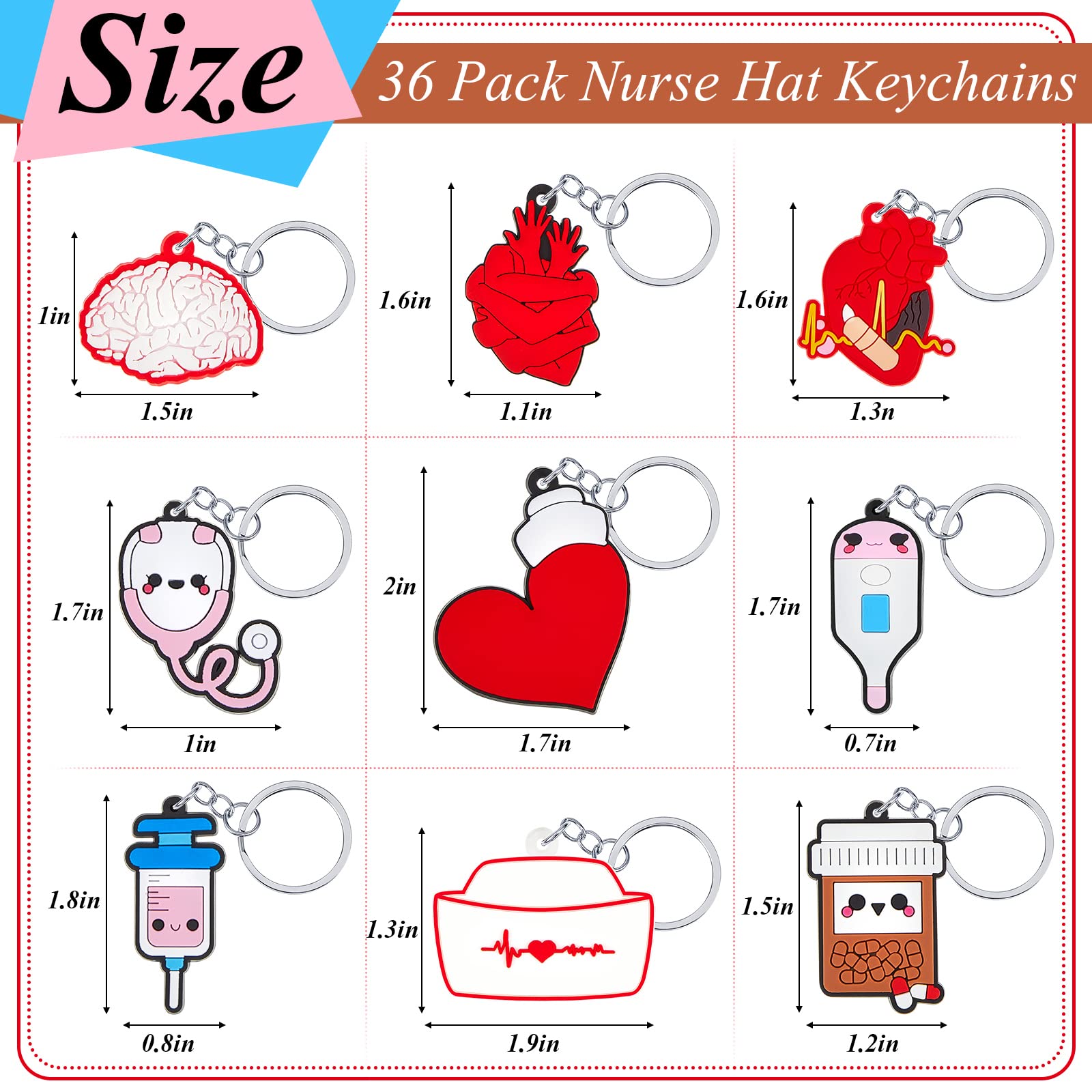Henoyso 36 Pcs Nurse Keychain Set - Perfect Nurses Week Appreciation Gifts for Women & Men - Thank You Medical Graduation & Coworker Gifts - Ideal for Healthcare Professionals, Hospitals & Nursing Schools
