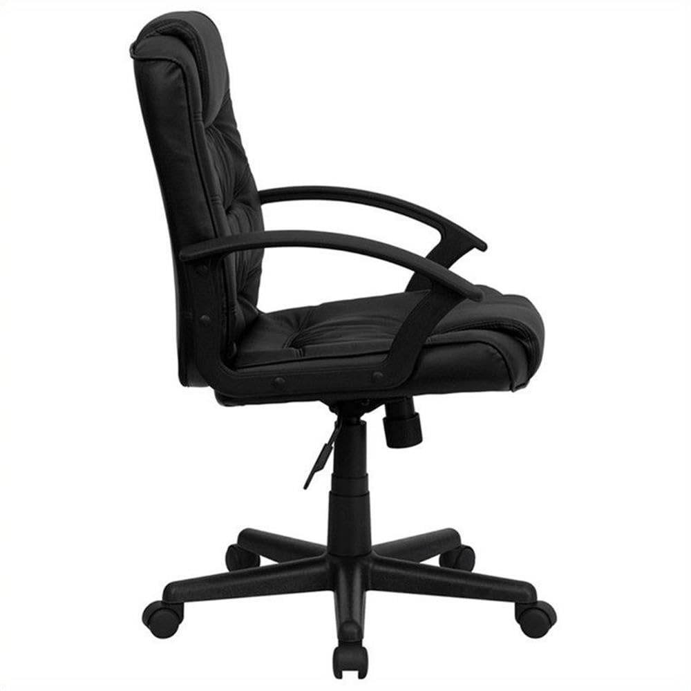UrbanPro Mid Back Black Leather Office Chair - Ergonomic Executive Desk Chair with Lumbar Support for Home & Office Workspaces