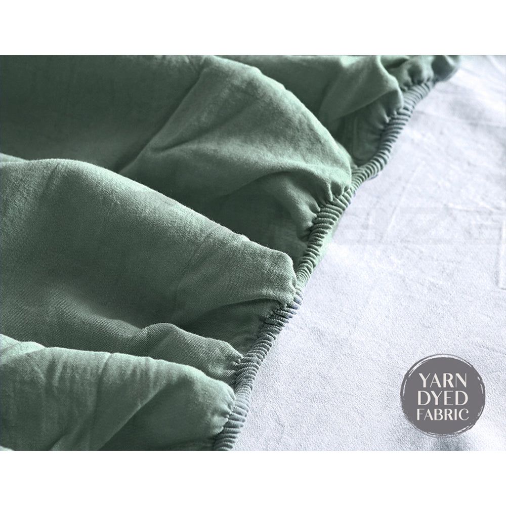 Premium 100% Cotton Double Sheet Set - Soft & Breathable Bed Sheets in Green & Beige - Perfect for Cozy Nights & Guest Bedrooms