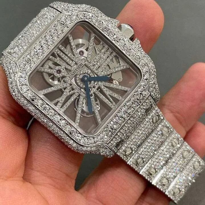 Luxury Iced Out VVS Moissanite Stainless Steel Diamond Watch for Men - Elegant Dress Watch for Formal Events & Special Occasions