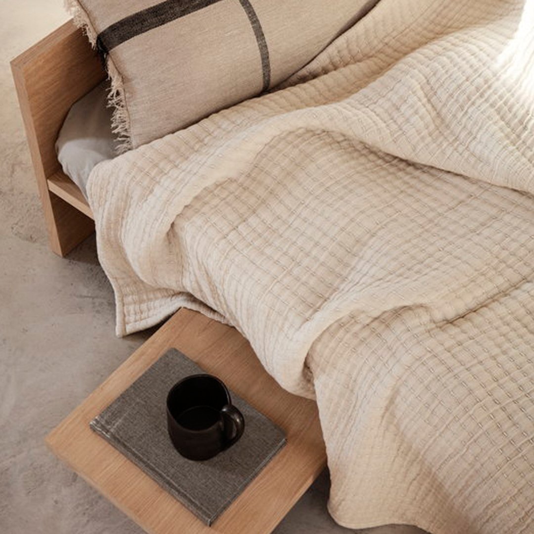 Ferm Living Kona Side Table - Modern Scandinavian End Table with Wooden Top for Living Room, Bedroom & Office Decor