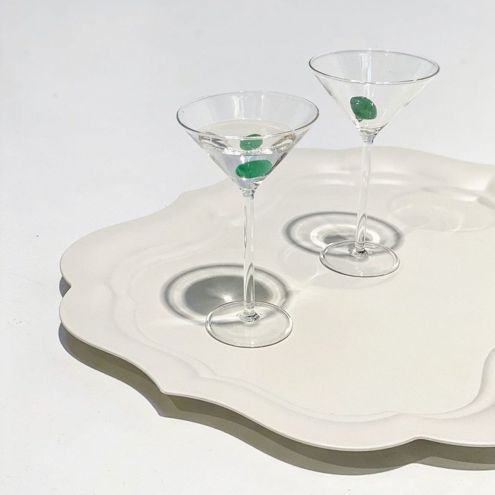 MAISON BALZAC Martini Glass Set - Clear & Opaque Olive Cocktail Glasses for Martinis, Cocktails & Home Bar Decor - Elegant Drinkware for Parties, Weddings & Entertaining
