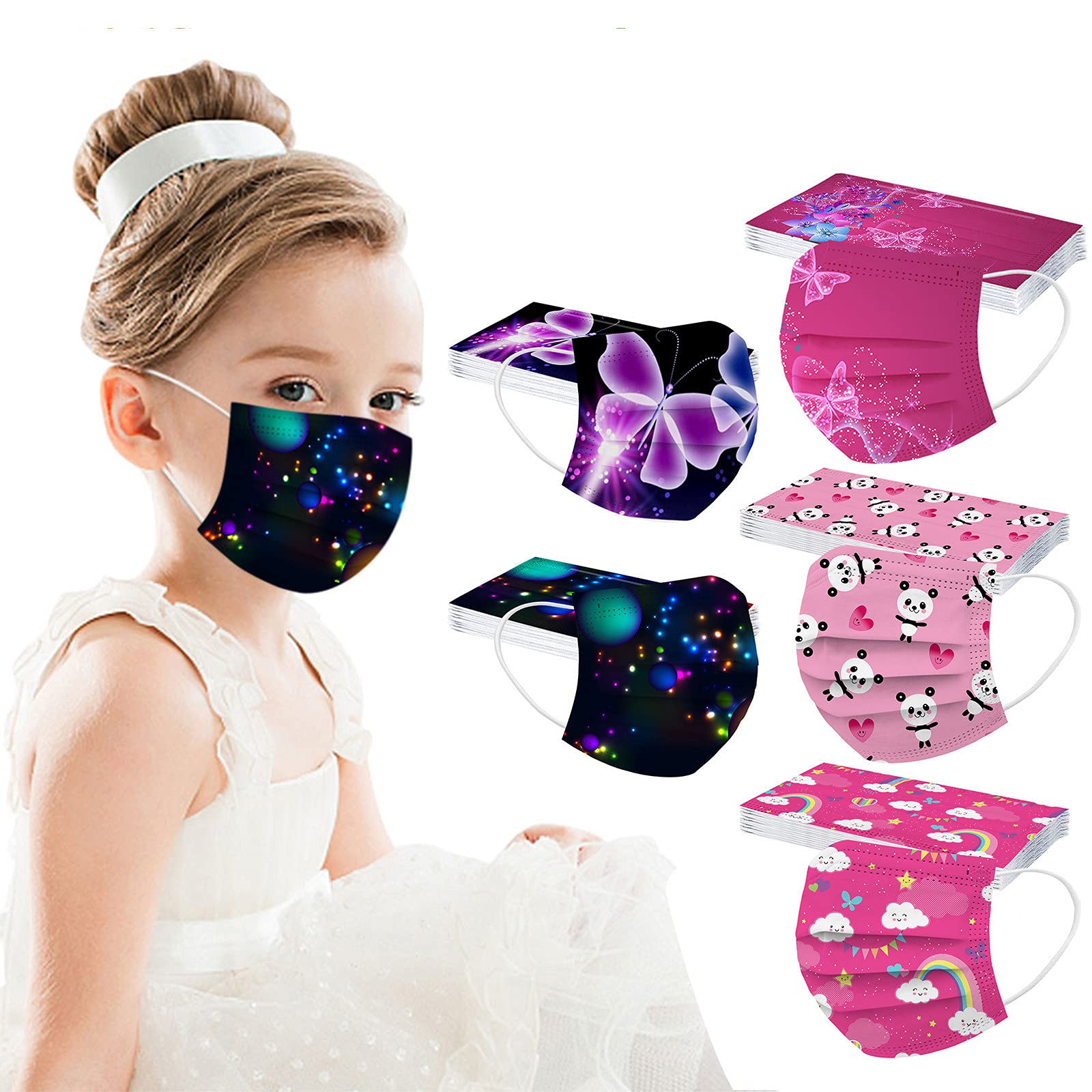 50Pcs Disposable 3-Ply Breathable Easter Bunny Face Masks for Kids - Easter Egg Hunt, Holiday Party & School Activities (Girls & Boys)
