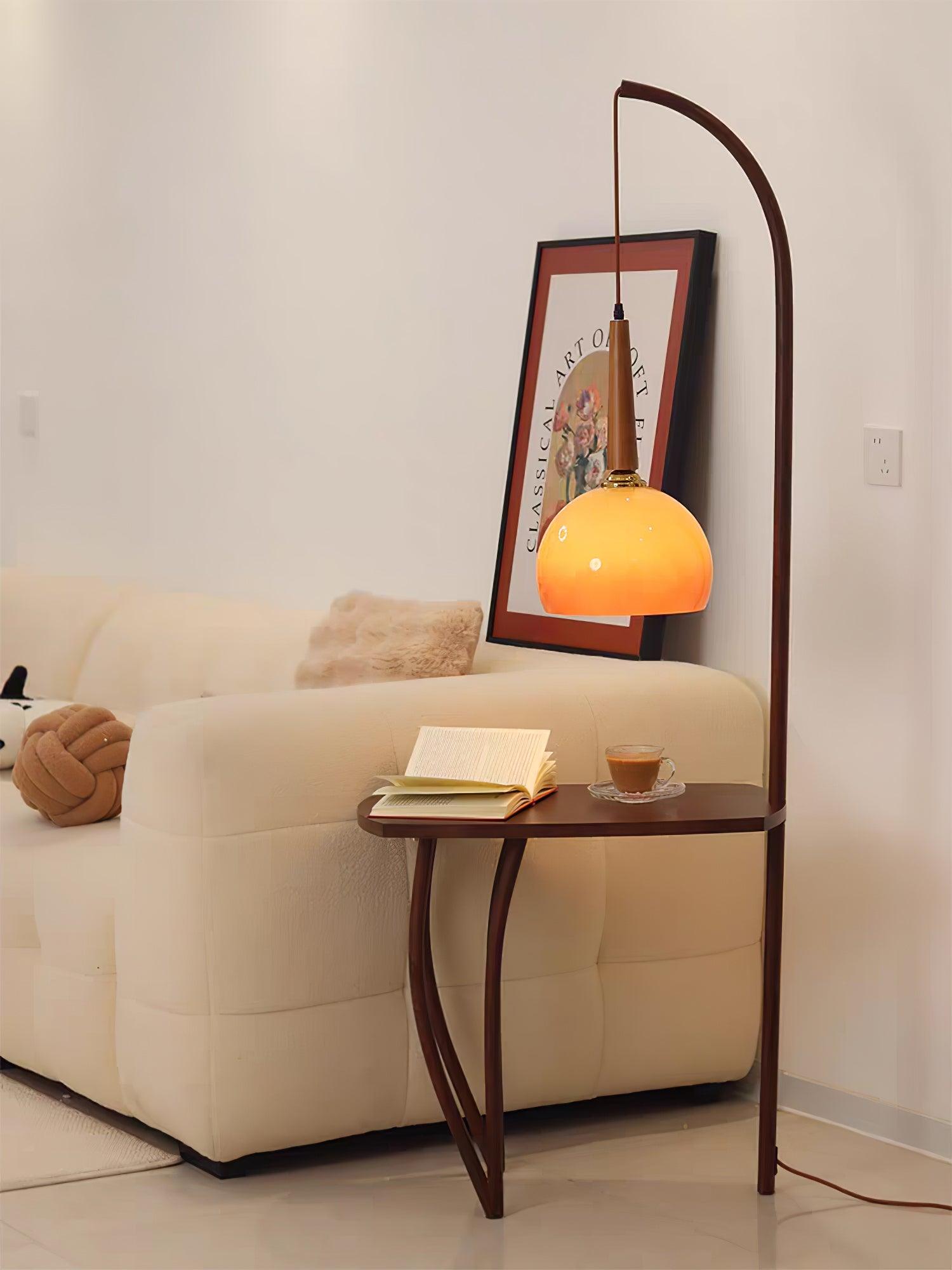 Modern Cantilever Wood Accent Floor Lamp - Adjustable Reading Light for Living Room, Bedroom & Office - Warm Ambient Lighting for Home Decor