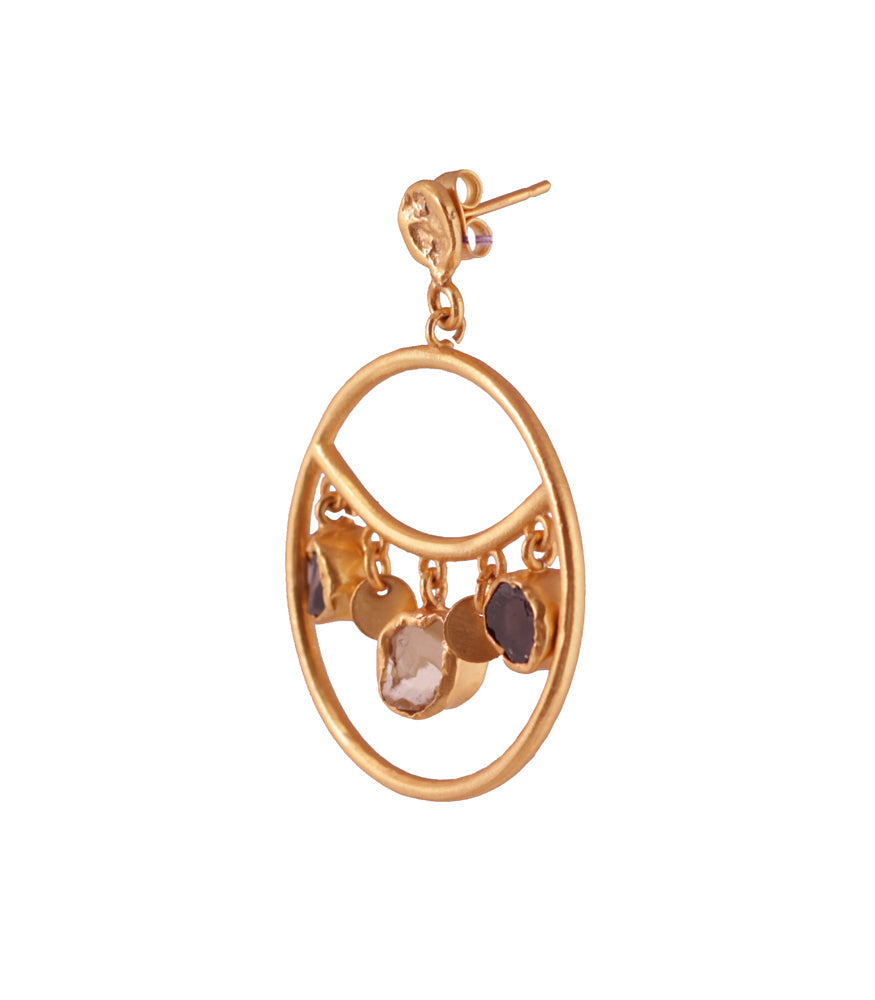 Elegant Circle and Stones Earrings for Women - Boho Chic Dangle Jewelry for Party, Wedding & Everyday Wear