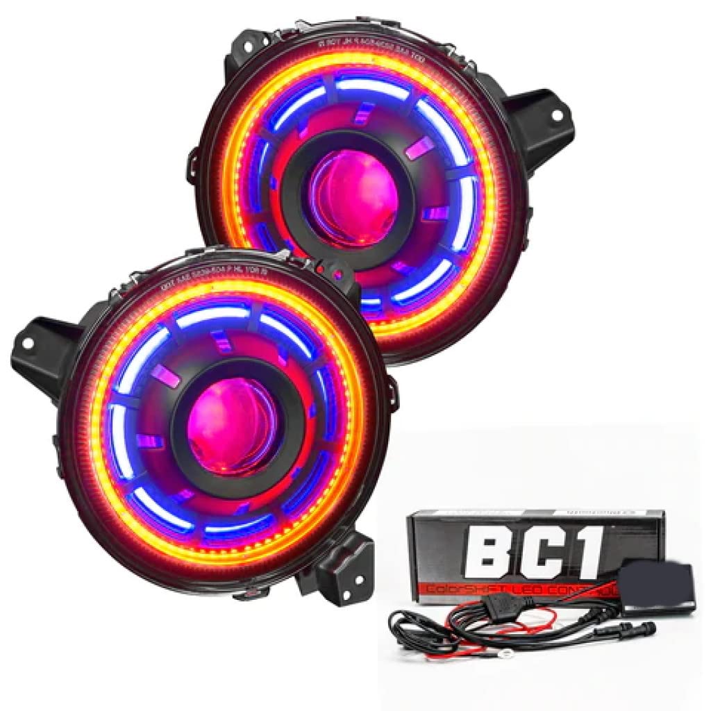 Oracle Bi-LED Projector Headlights for Jeep Gladiator 2020-2021 | BC1 Controller | ColorSHIFT Technology | Oculus Design | Upgrade Your Night Driving & Off-Road Adventures
