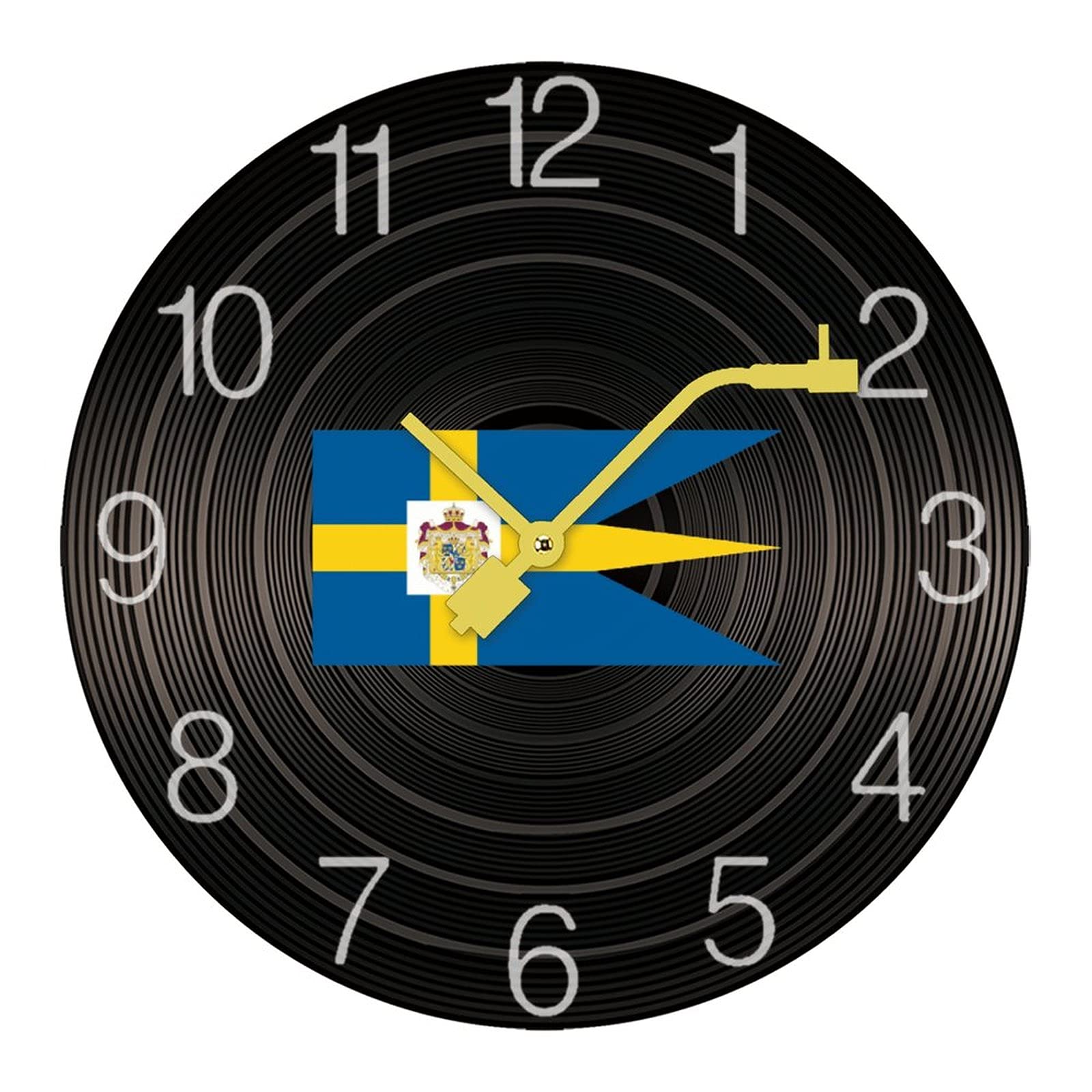 Vintage Royal Swedish Flag Wooden Wall Clock - 60x60cm Retro Scandinavian Home Decor for Living Room, Bedroom, Office & Cabin