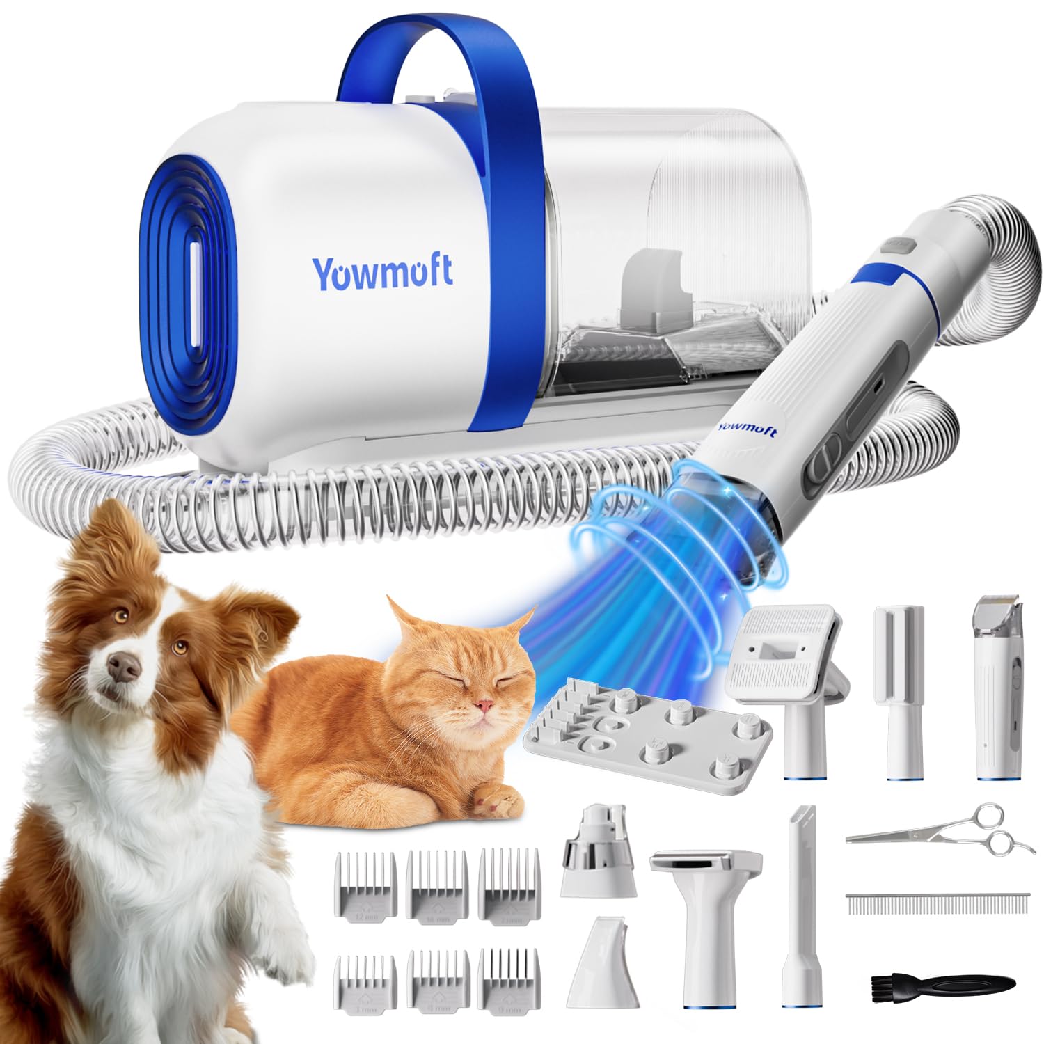 Dog Grooming Vacuum & Kit - 2L Capacity, 11Kpa Pet Hair Vacuum with 15 Grooming Tools for Dogs & Cats - Perfect for Home Shedding Control & Pet Care