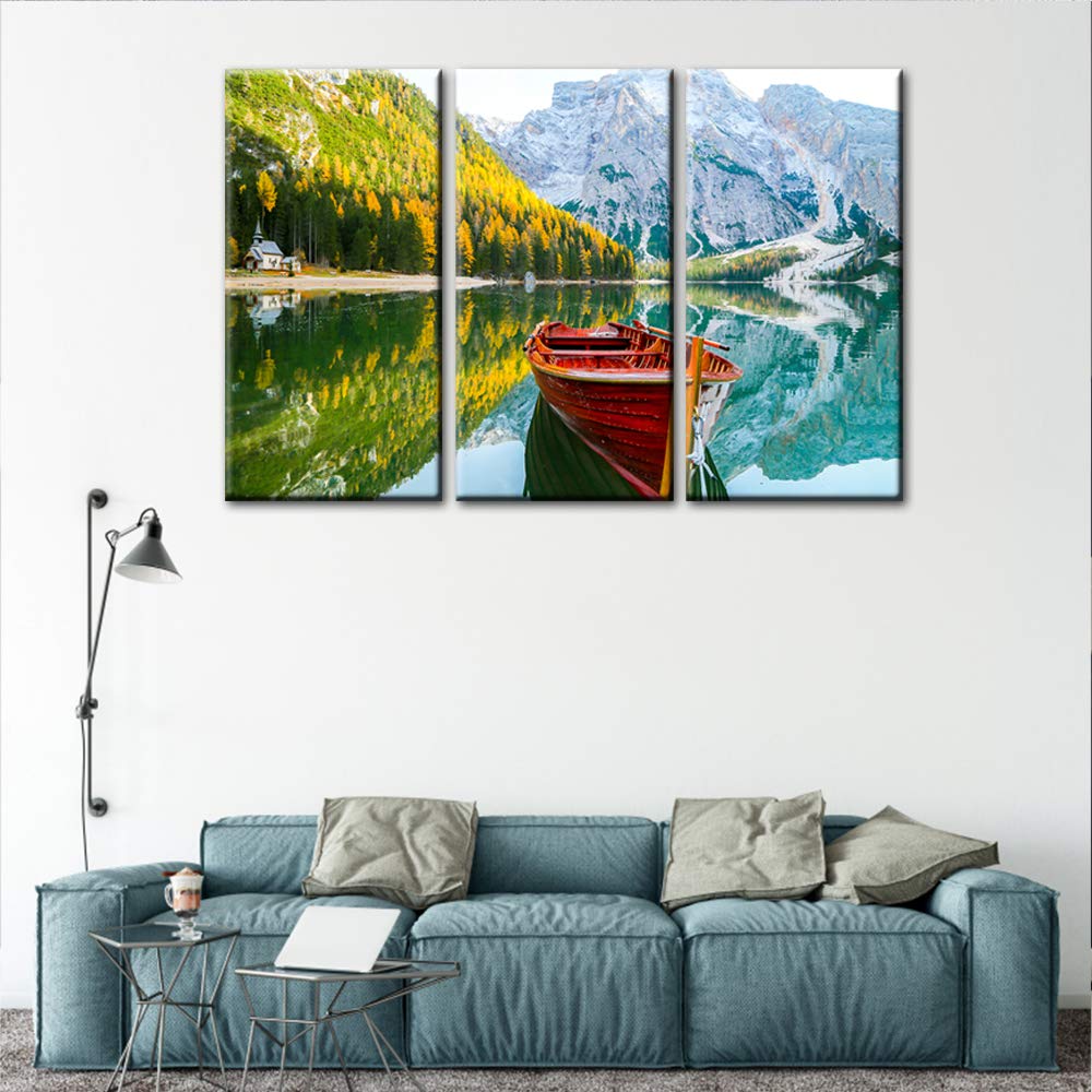 Large 3-Piece Green Wall Art Canvas Print - Yosemite National Park Landscape with Clear Water Lake, Mountains, Trees & Rocks - Modern Oil Painting Decor for Living Room, Bedroom & Office (40x60 Inches)