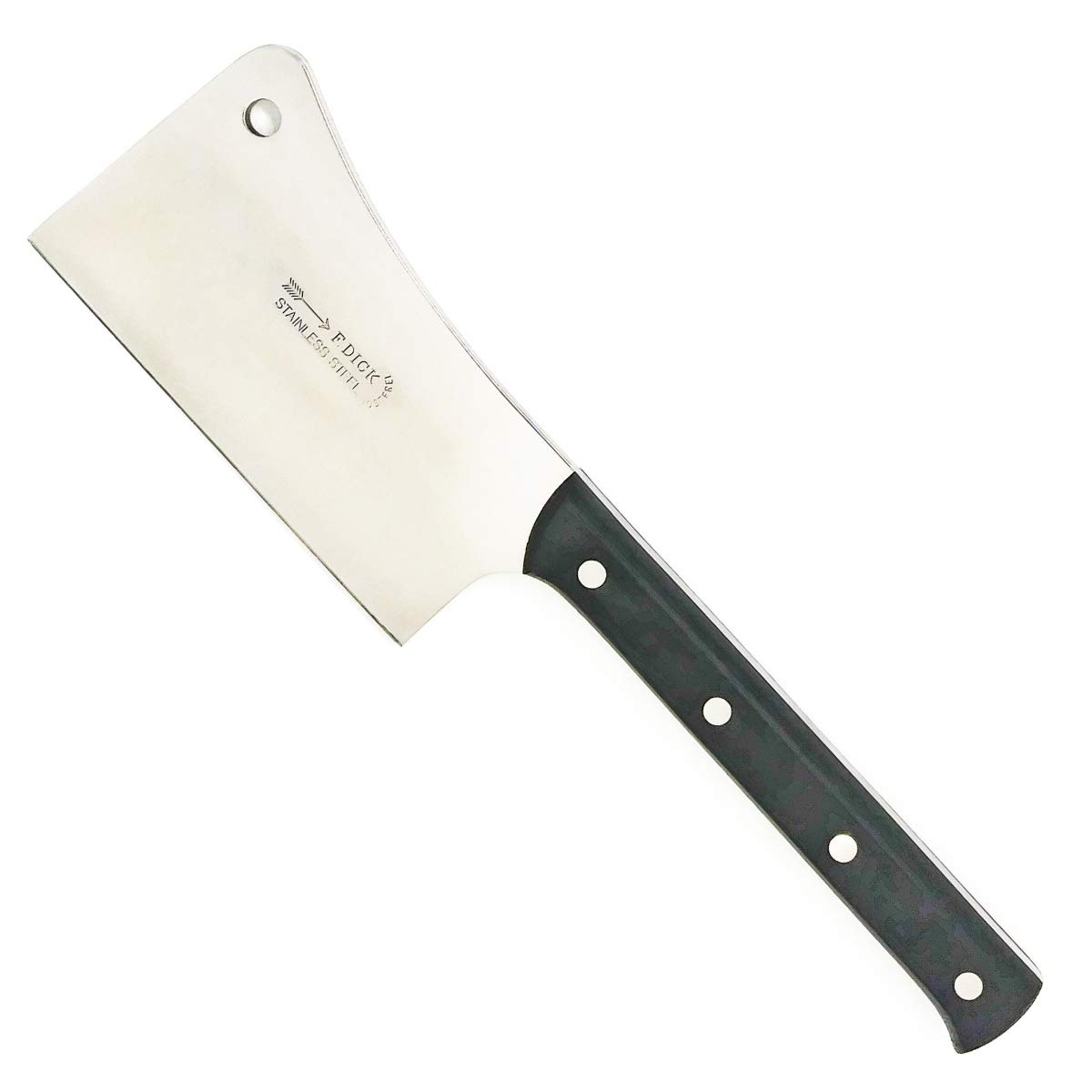 F. Dick 8 Inch Professional Butcher Cleaver - Heavy Duty German Made Kitchen Knife with Jero Paring Knife - Full Tang Thick Spine Stainless Steel Blade for Meat Cutting, Chopping Vegetables & Food Prep