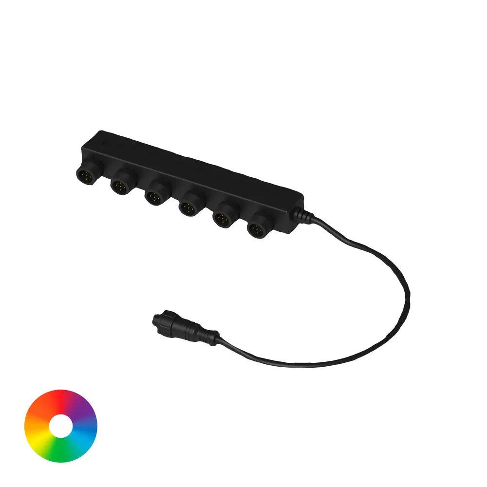 6-Way Color Changing LED Light Splitter - RGB Multi-Color Lighting Adapter for Home Decor, Gaming Setup & Party Atmosphere