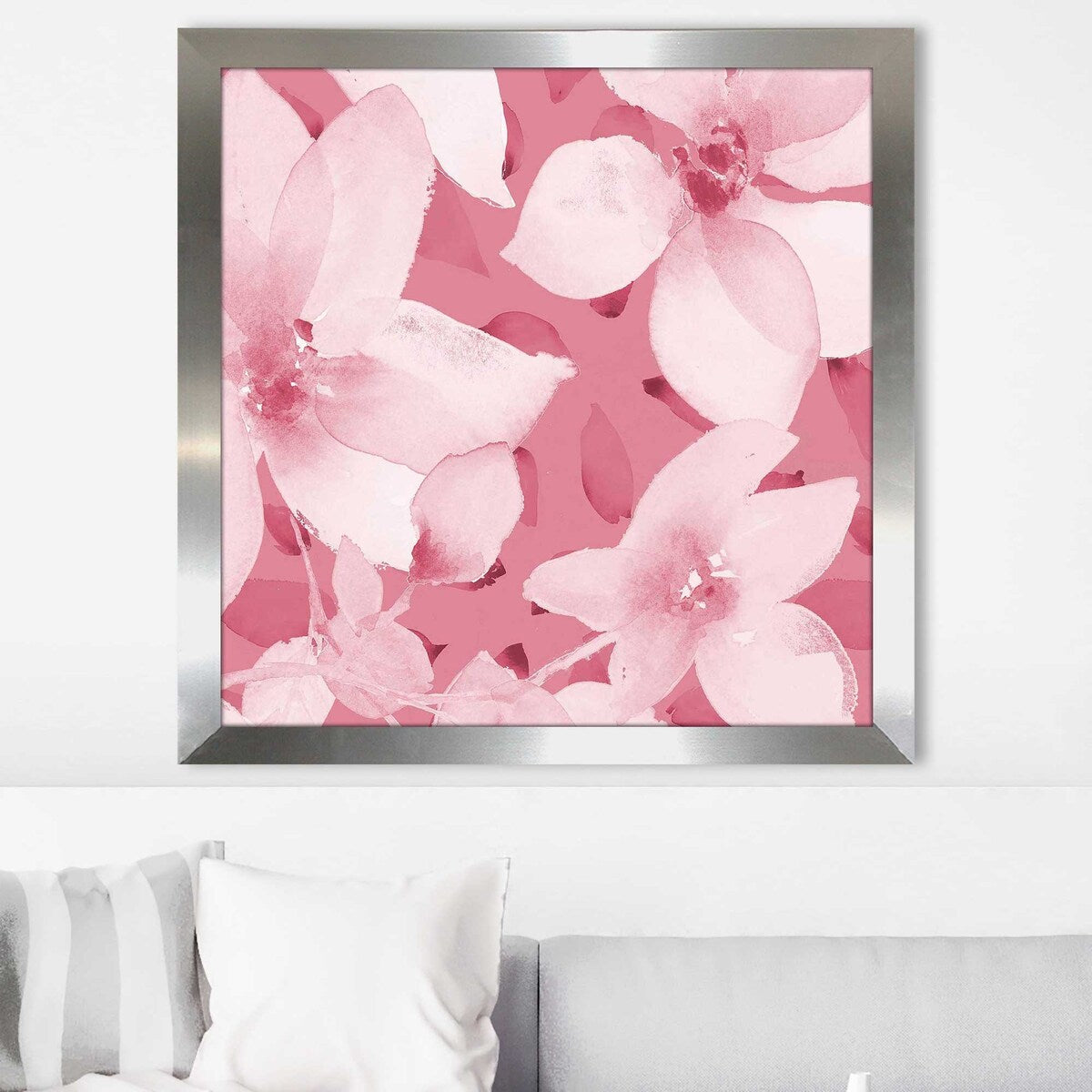 Blooming Pink Whispers I (Square) Acrylic Wall Art Print - Modern Home Decor for Living Room, Bedroom & Office