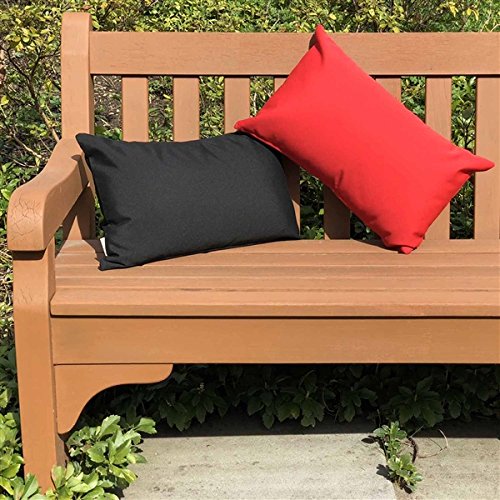 Sunbrella Outdoor Pillow Set of 2 - 12x19 Inch Waterproof Decorative Throw Pillows with Insert - Logo Red Patio Cushions for Garden, Poolside & Porch Furniture
