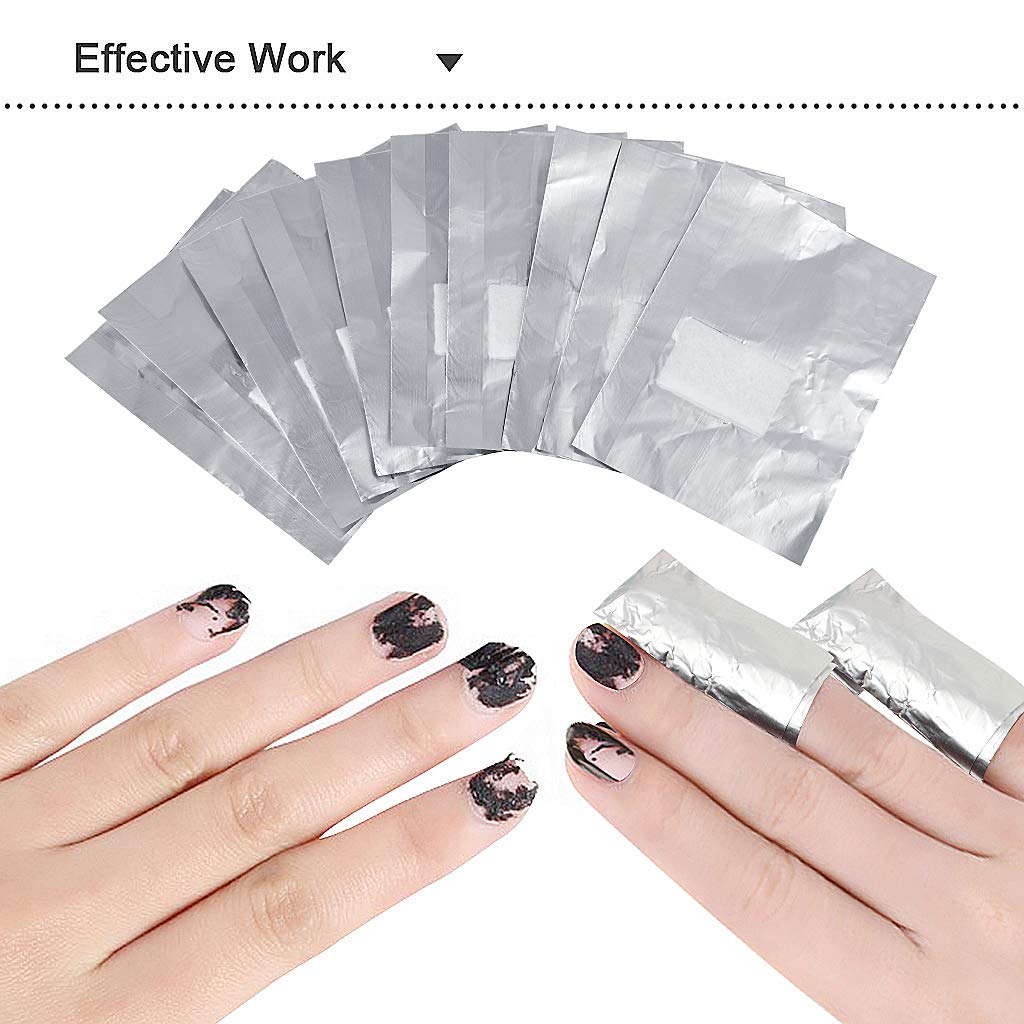 100 Pcs Foil Nail Wraps for Gel Polish Removal - Premium Aluminium Nail Foils & Remover Kit for Professional Manicure & Nail Art - Perfect for Salon, Home Use & DIY Nail Care