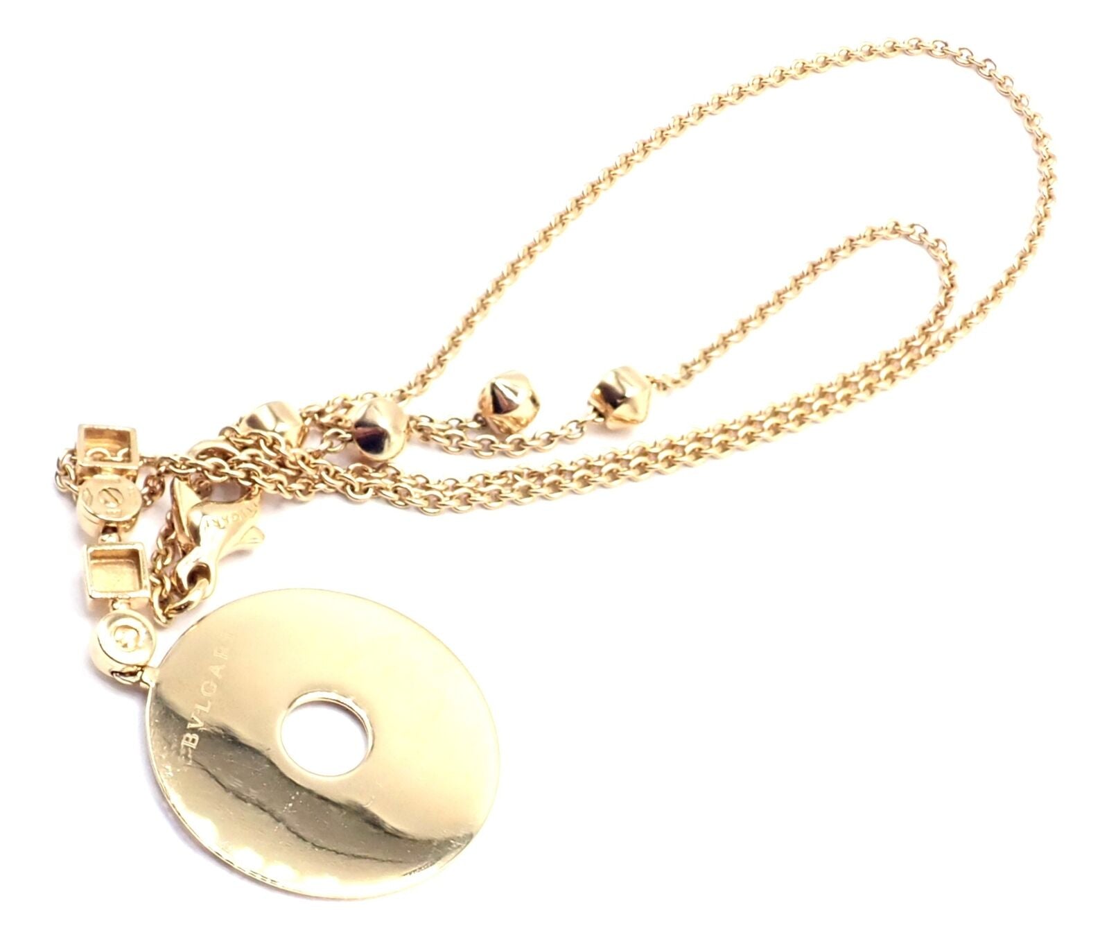 Authentic Bulgari Bvlgari Lucea 18K Yellow Gold Round Pendant Necklace for Women - Luxury Jewelry Gift for Anniversary, Birthday & Special Occasions