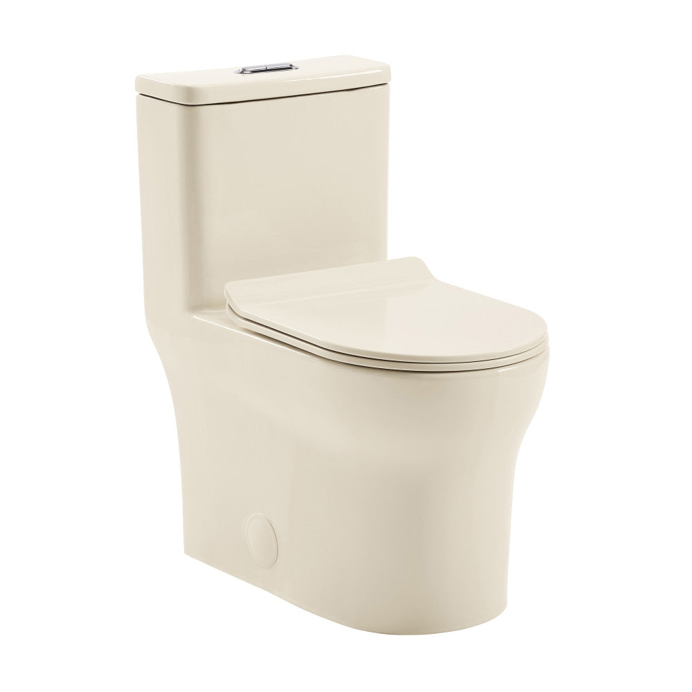 Burdon One Piece Square Toilet with Dual Flush 1.1/1.6 GPF - Water Efficient Bathroom Toilet in Bisque Color (6 Pack) - Perfect for Modern Homes, Apartments & Commercial Spaces