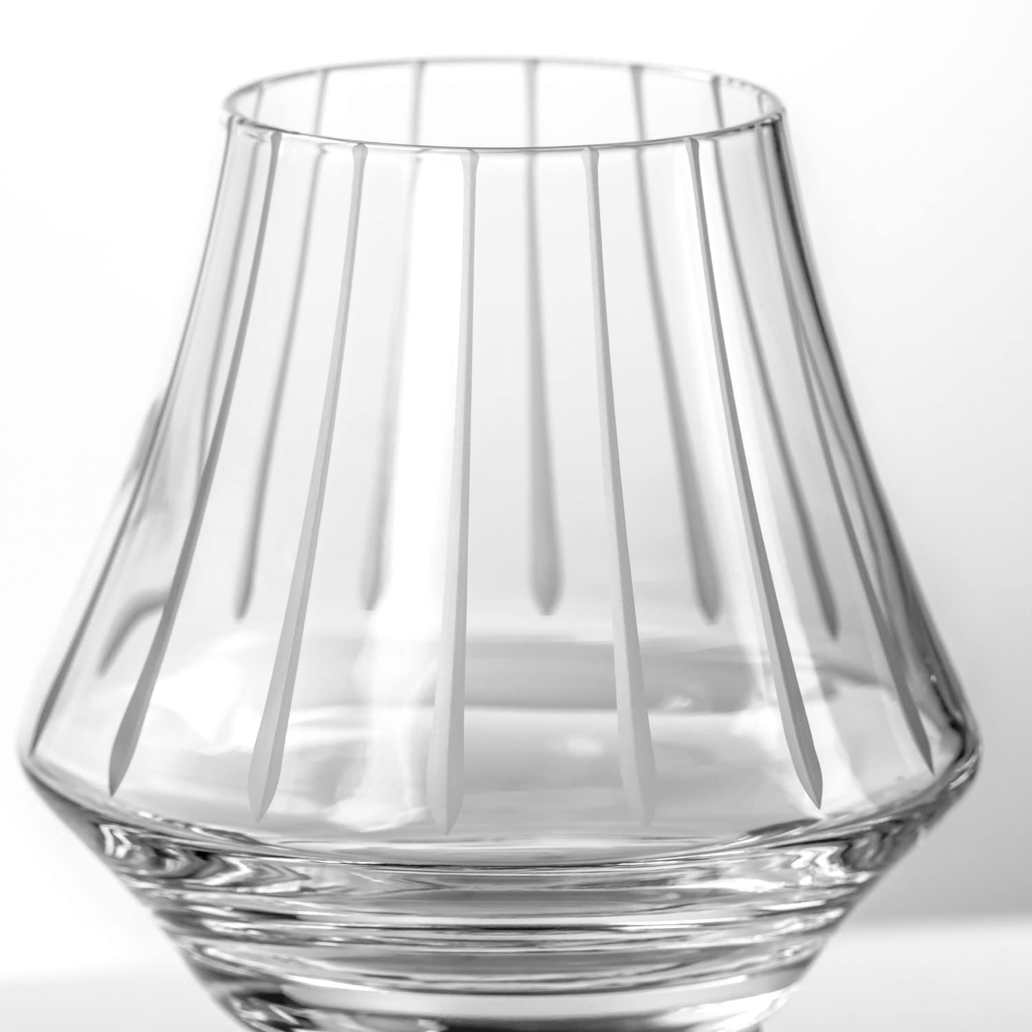 Premium Rolf Glass Modern Whiskey Tasting Glasses Set of 4 - 9.8 oz Lead-Free Crystal Clear Whiskey Tumblers with Diamond-Wheel Etching - Handcrafted in USA - Perfect for Bourbon, Scotch & Whiskey Tasting at Home Bars or Gift Giving