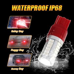 T20 7443 7440 LED Brake/Tail Light Bulbs - 20W 4000LM Super Bright Red 33-LED - Pack of 2 - Perfect for Cars, Trucks, SUVs & Motorcycles - Enhanced Visibility & Safety