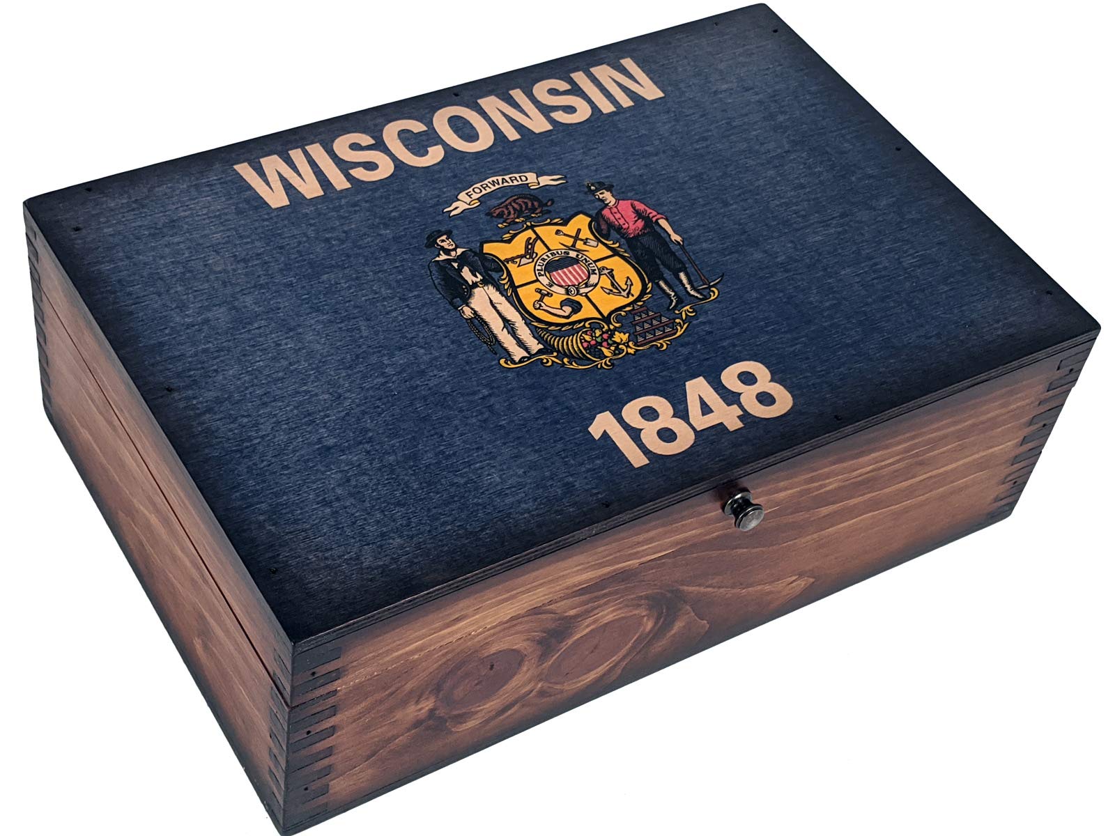 Wisconsin State Flag Wooden Memory Box - Handcrafted Keepsake for Souvenirs, Photos & Mementos - Perfect for Collectors, Graduation Gifts & Home Decor