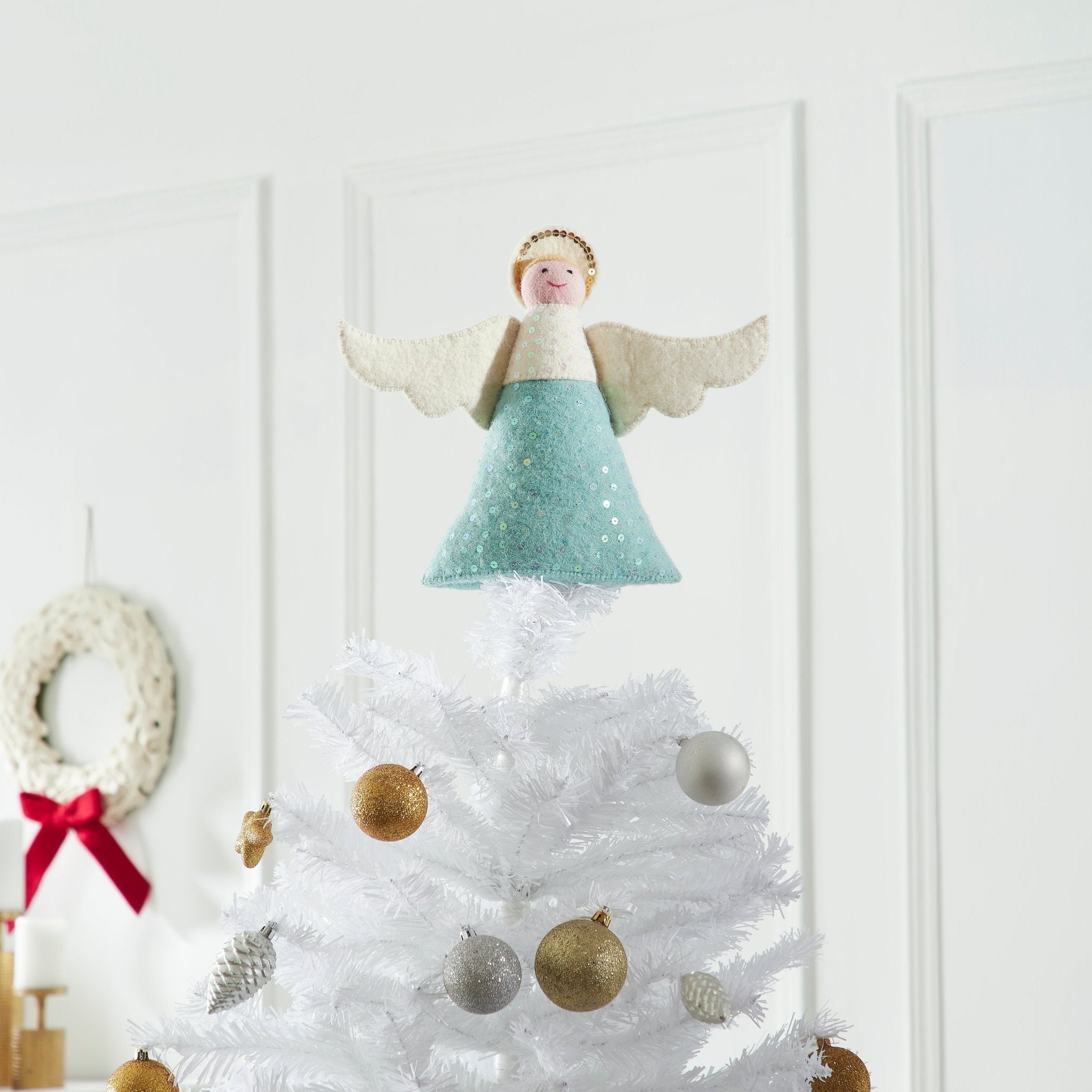 Blue Angel Christmas Tree Topper - Elegant Holiday Decor for Xmas Tree, Home, Party & Church Decorations