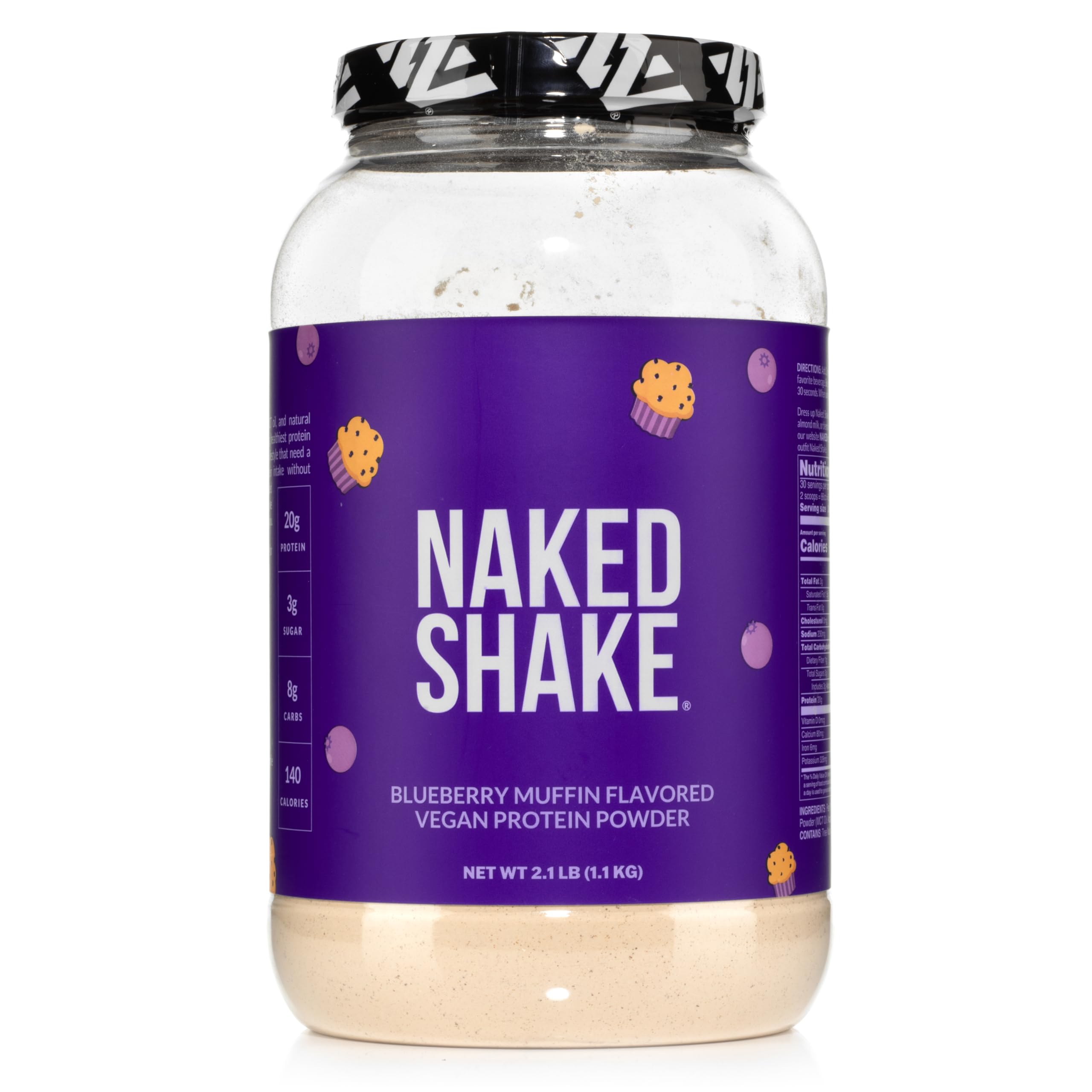 Blueberry Muffin Protein Powder - Plant-Based Vegan Protein Shake with MCT Oil from US & Canadian Farms | Gluten-Free, Soy-Free, Non-GMO, No Artificial Sweeteners | 30 Servings for Post-Workout Recovery & Healthy Breakfast Smoothies