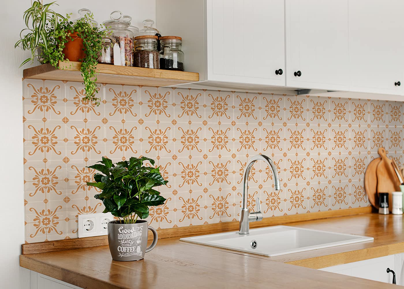 Mi Alma 24-Piece Talavera Tile Stickers – Peel & Stick Wall Decals for Bathroom & Kitchen (12x12 Inch) – Easy Application, Removable Wall Stencils – Perfect for Home Decor, Backsplash, and DIY Tile Projects