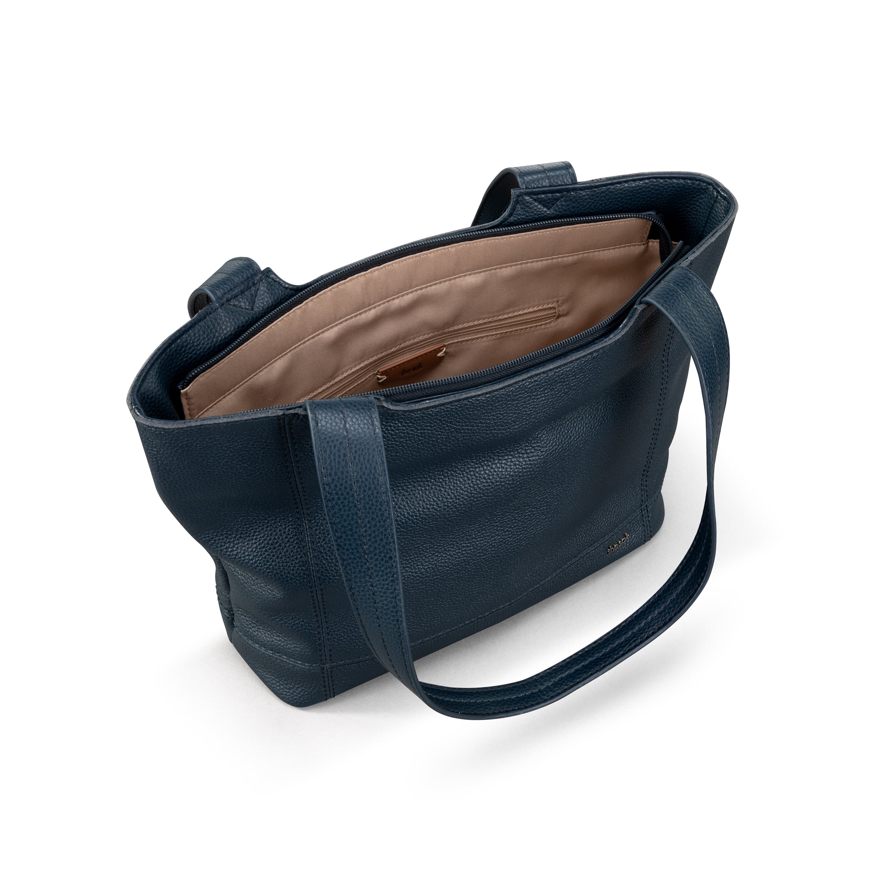 Premium De Young Leather Tote Bag in Indigo Blue - Stylish & Durable for Work, Travel & Everyday Use