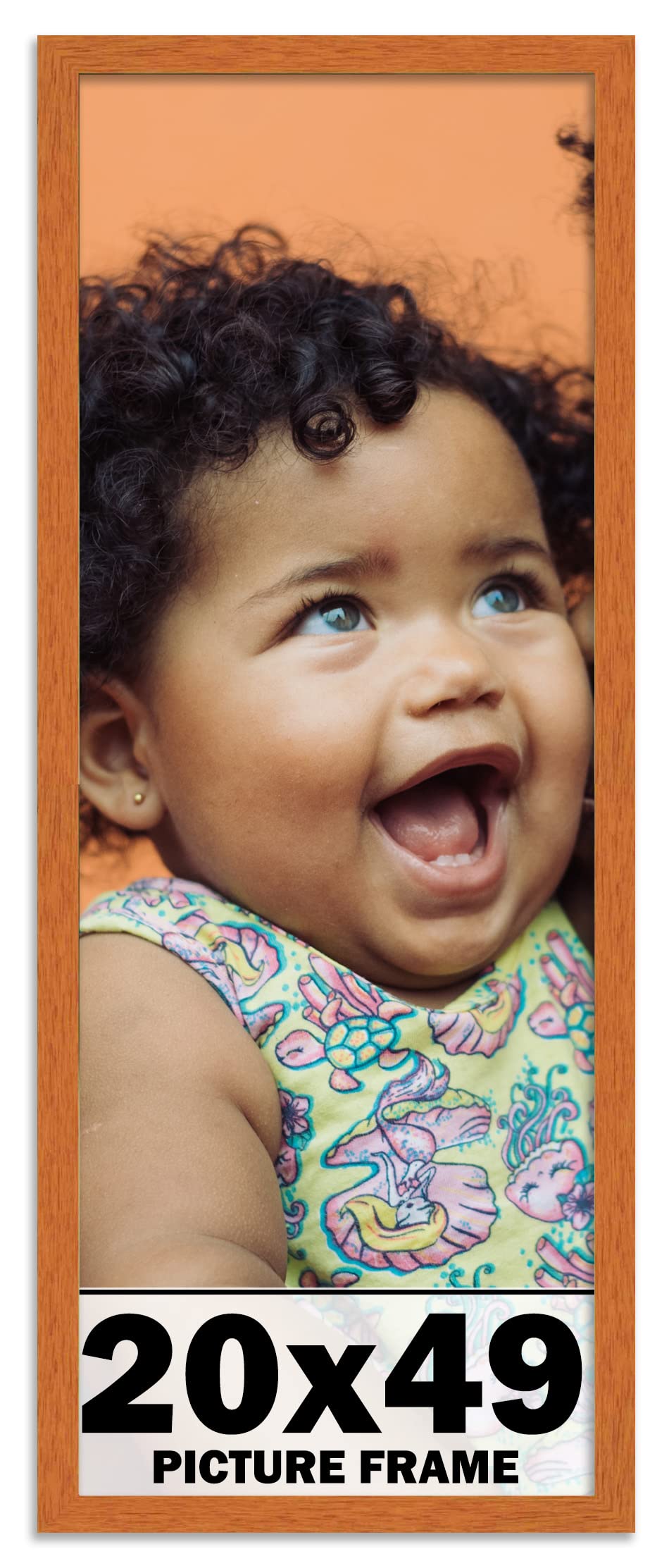20x49 Honey Pecan Brown Wood Picture Frame - Shatterproof UV Acrylic Front & Acid-Free Backing - Modern Wall Photo Frame for Family Portraits, Living Room Decor, Wedding Photos & Office Display
