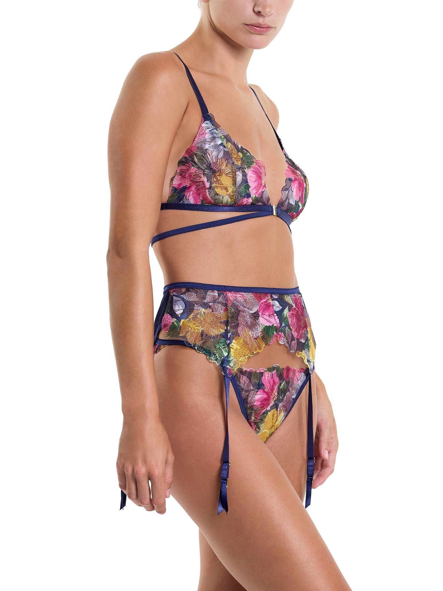 Wildly Blooming Strappy Triangle Bralette - Comfortable Lace Bralette for Women, Sexy Underwire-Free Bra, Perfect for Yoga, Lounge & Everyday Wear