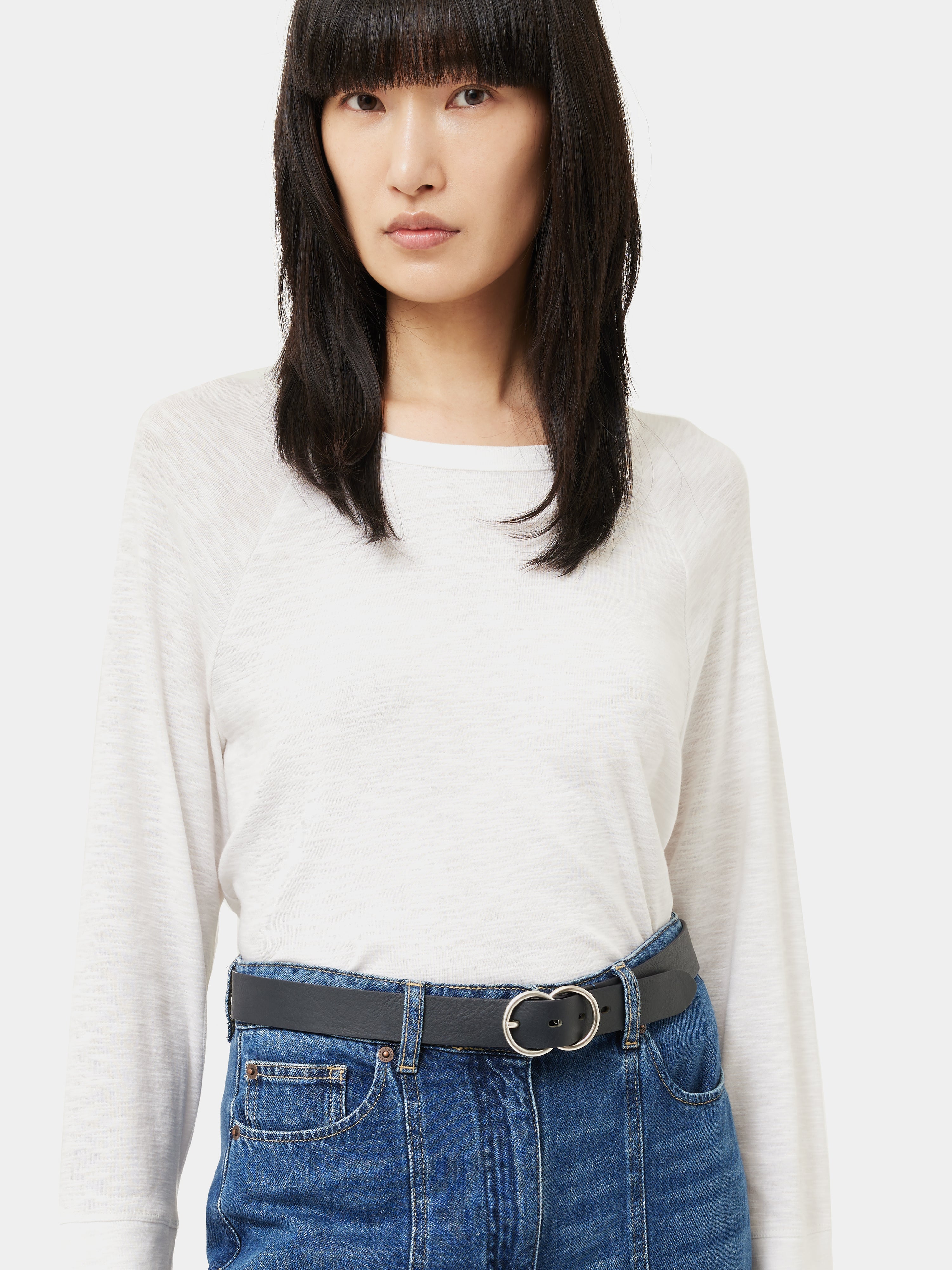 Premium Cotton Luxe Raglan Tee - Soft Breathable Women's T-Shirt | Classic White | Perfect for Casual Wear, Layering & Everyday Comfort