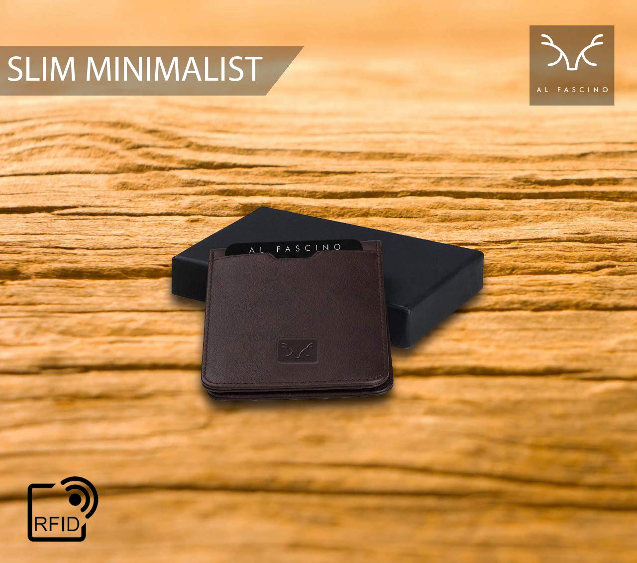 AL FASCINO Slim RFID Leather Wallet for Men - Stylish & Compact Minimalist Wallet with Card Slots & Money Clip - Perfect for Travel, Business & Everyday Use