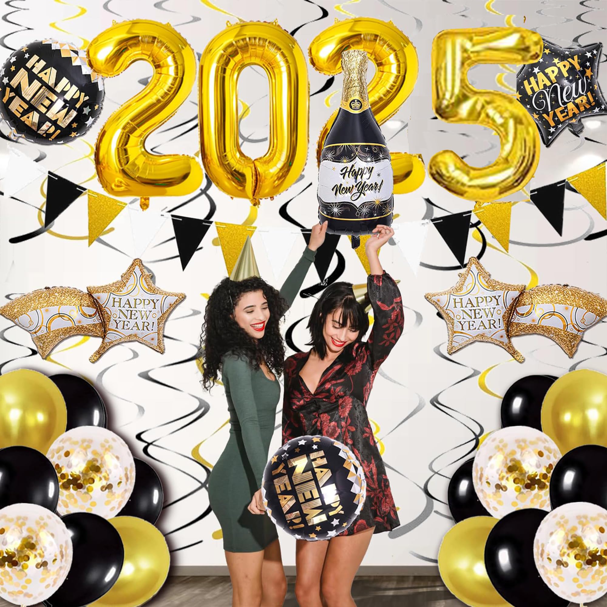 2025 New Year's Eve Party Decorations Kit - Happy New Year Balloons, Banners & Supplies for Adults & Kids | NYE Celebration, Countdown Party, Home & Office Decor