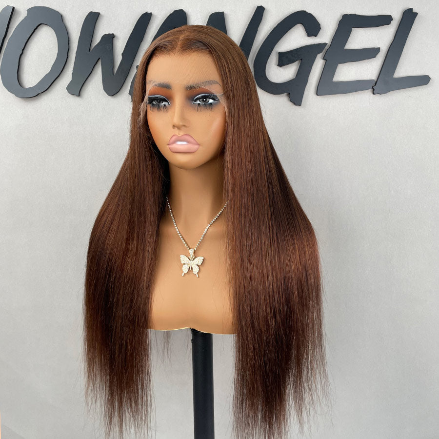 WOWANGEL 13x6 HD Lace Front Wig - Chestnut Brown Skinlike Real Human Hair Wig for Women | Natural Look for Daily Wear, Cosplay & Special Occasions