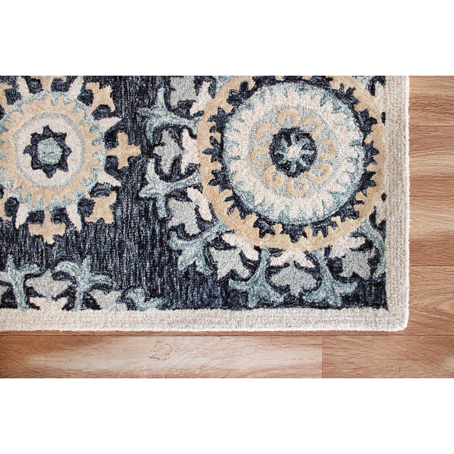 LR Home Modern Suzani Surge Area Rug - Soft Bohemian Style Non-Slip Living Room Carpet for Bedroom, Dining Room & Home Decor