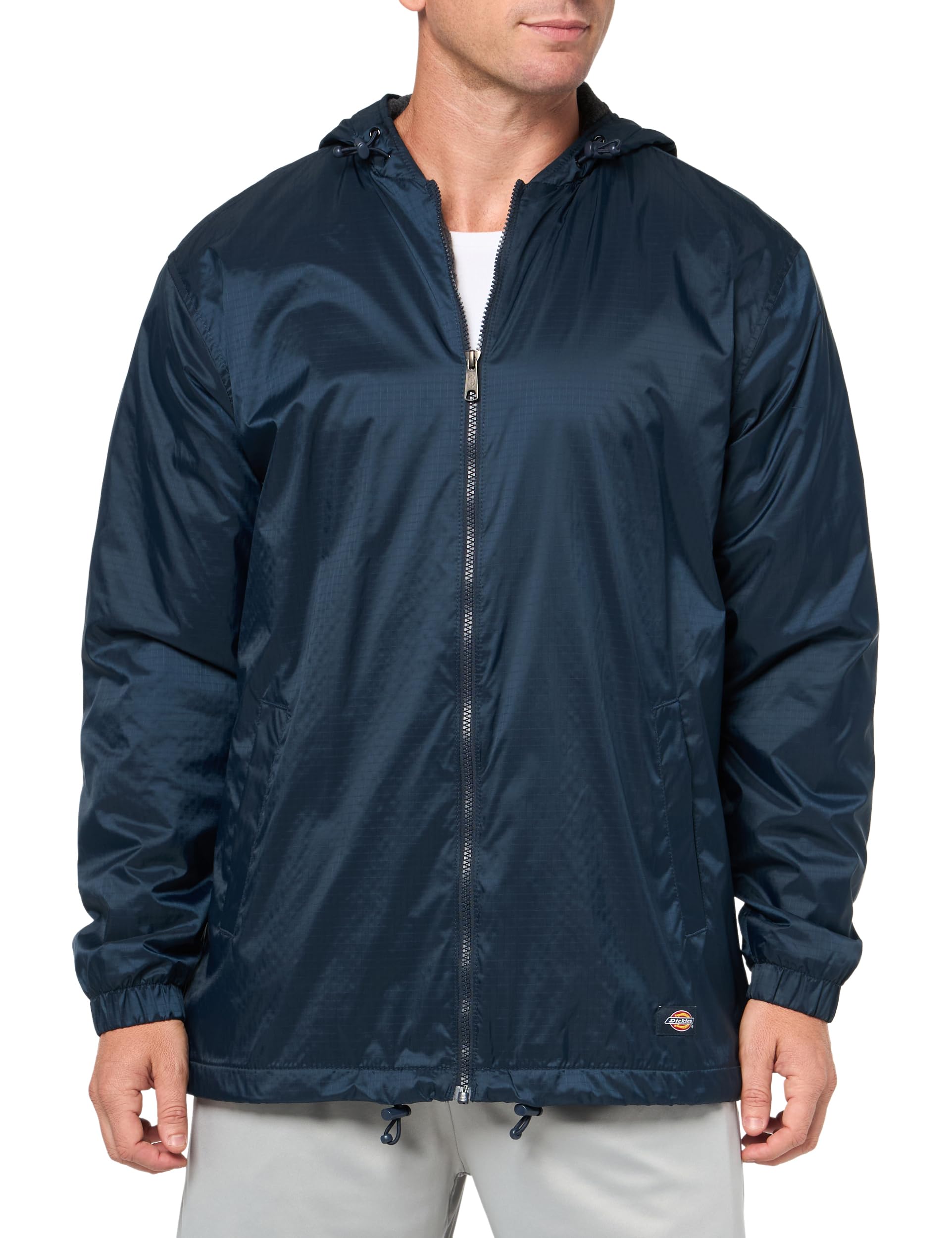Dickies Men's Fleece Lined Nylon Hooded Jacket - Warm Winter Workwear for Outdoor Activities & Construction Jobs