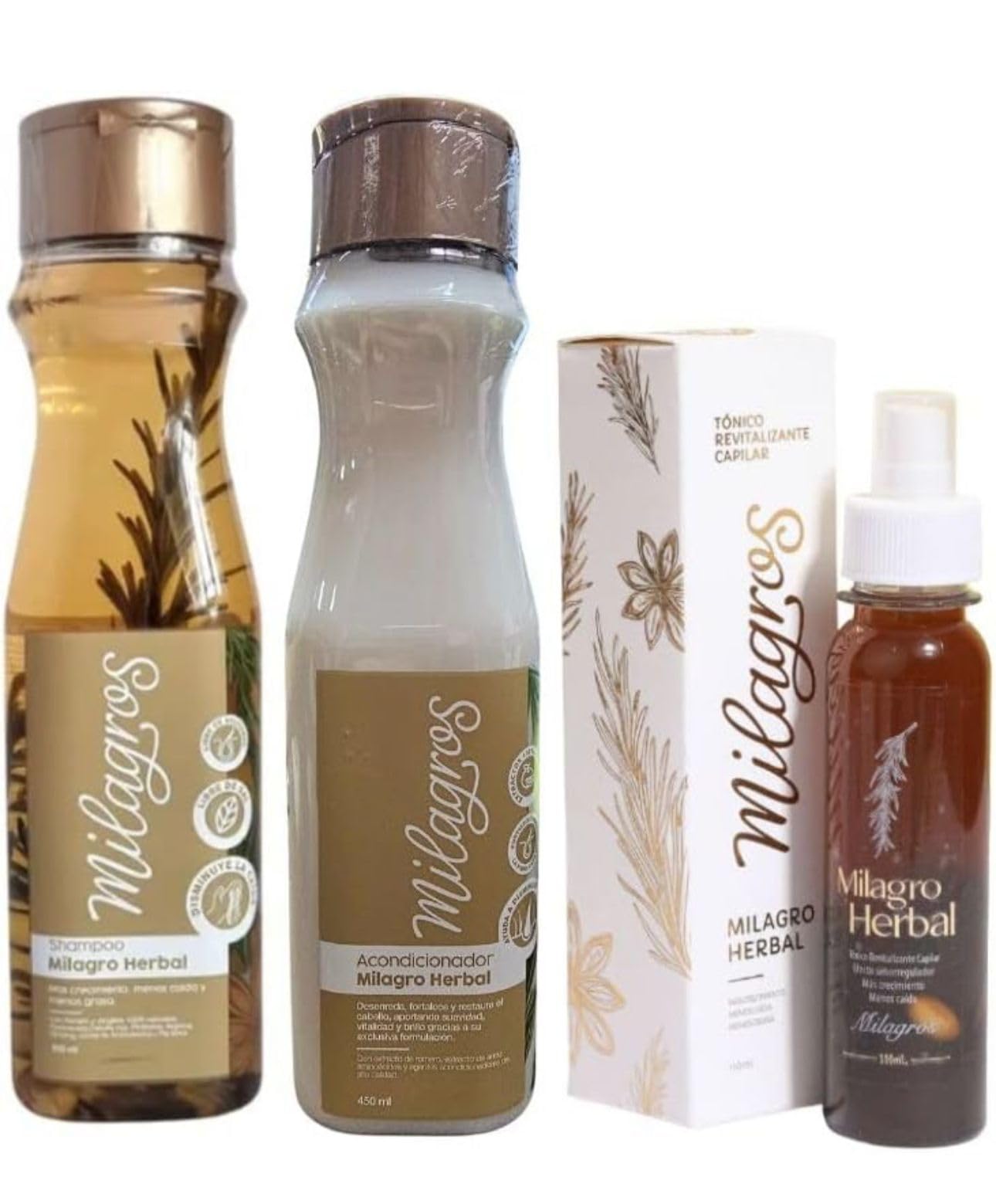 Milagro Herbal Hair Care Kit - Paraben-Free Shampoo, Conditioner & Toner Set (3 Pack) with Rosemary & Rice Extracts for All Hair Types - 44 Fl Oz - Perfect for Daily Hair Nourishment & Scalp Care