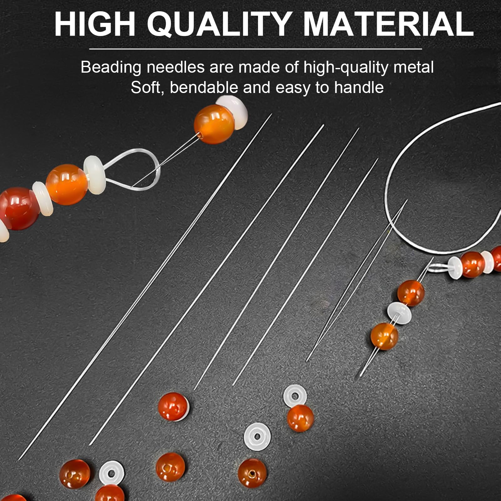 AxiyanX Collapsible Bead Threader - 5 Sizes Stainless Steel Big Eye Beading Needles with Needle Bottle for Jewelry Making, DIY Crafts & Beading Projects - Perfect for Bracelets, Necklaces & Handmade Jewelry Accessories