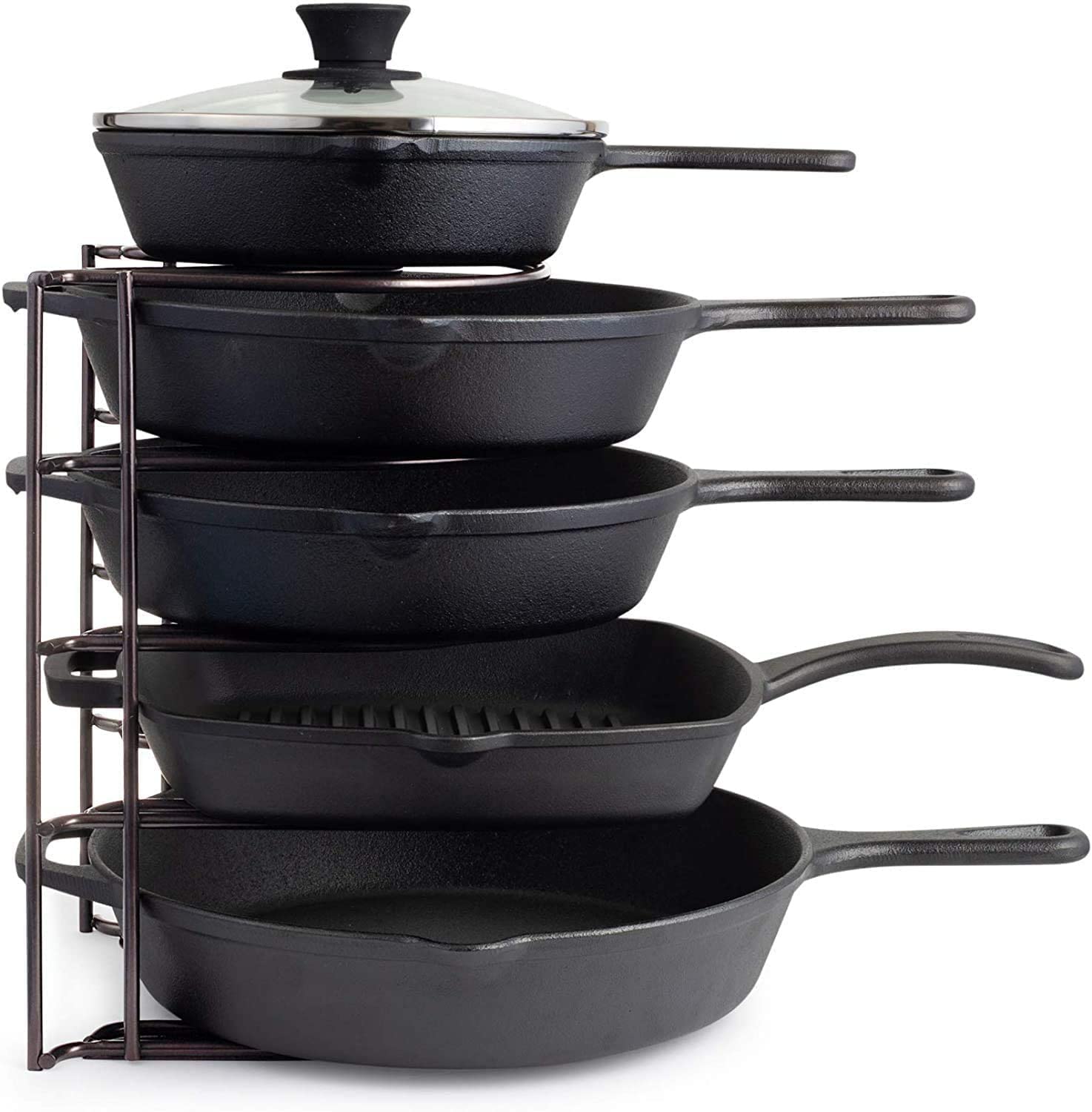 Large Black Coated Steel Plate Rack - Rust-Resistant Dish Stand & Lid Holder for Kitchen Cabinet Storage | Organize Pots, Pans & Utensils in Style