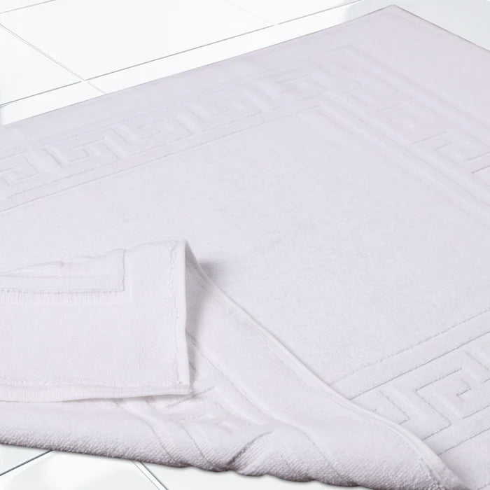 Premium Cotton 2-Piece Greek Key Border Bath Mat Set - Ultra Absorbent, Non-Slip Bathroom Rug - Perfect for Modern Bathrooms, Master Suites & Spa-Like Retreats