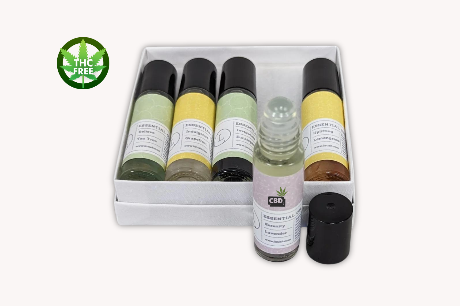 CBD Essential Oils Roll On Set with Healing Crystals - THC Free Aromatherapy for Stress Relief & Sleep Aid - Perfect for Meditation, Yoga & Home Relaxation