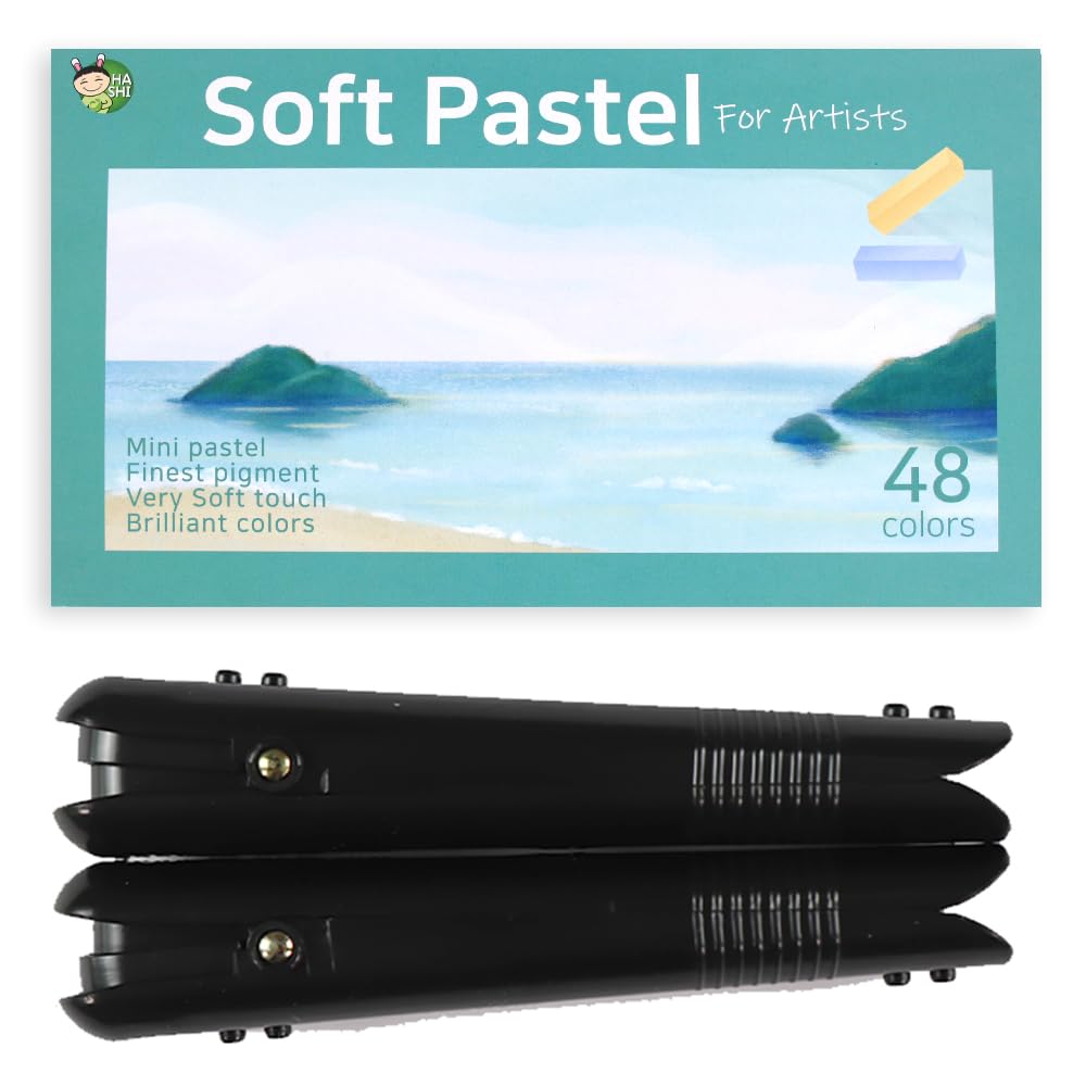 HASHI Soft Chalk Pastels Set - 48 Vibrant Colors with Holder | Professional Drawing & Sketching Supplies for Artists, Students & DIY Crafts