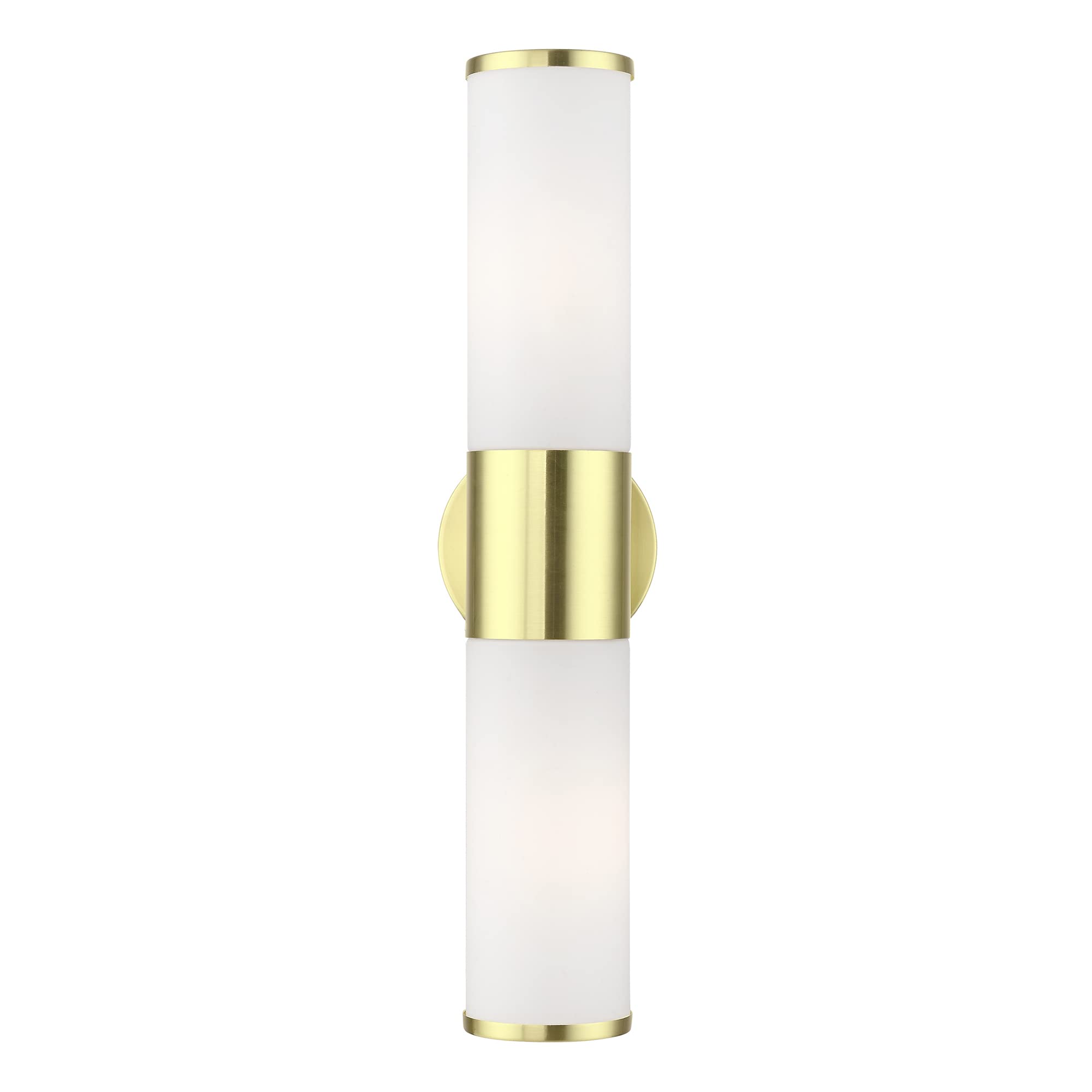 Livex Lighting 16562-12 Lindale 2 Light ADA Vanity Sconce in Satin Brass - 4.25 x 18.5 Inches - Perfect for Bathroom Mirror Lighting and Modern Home Decor