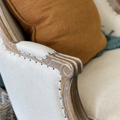 Beckham Linen Armchair - Modern Living Room Accent Chair with Solid Wood Frame | Perfect for Home Office, Reading Nook & Lounge Decor