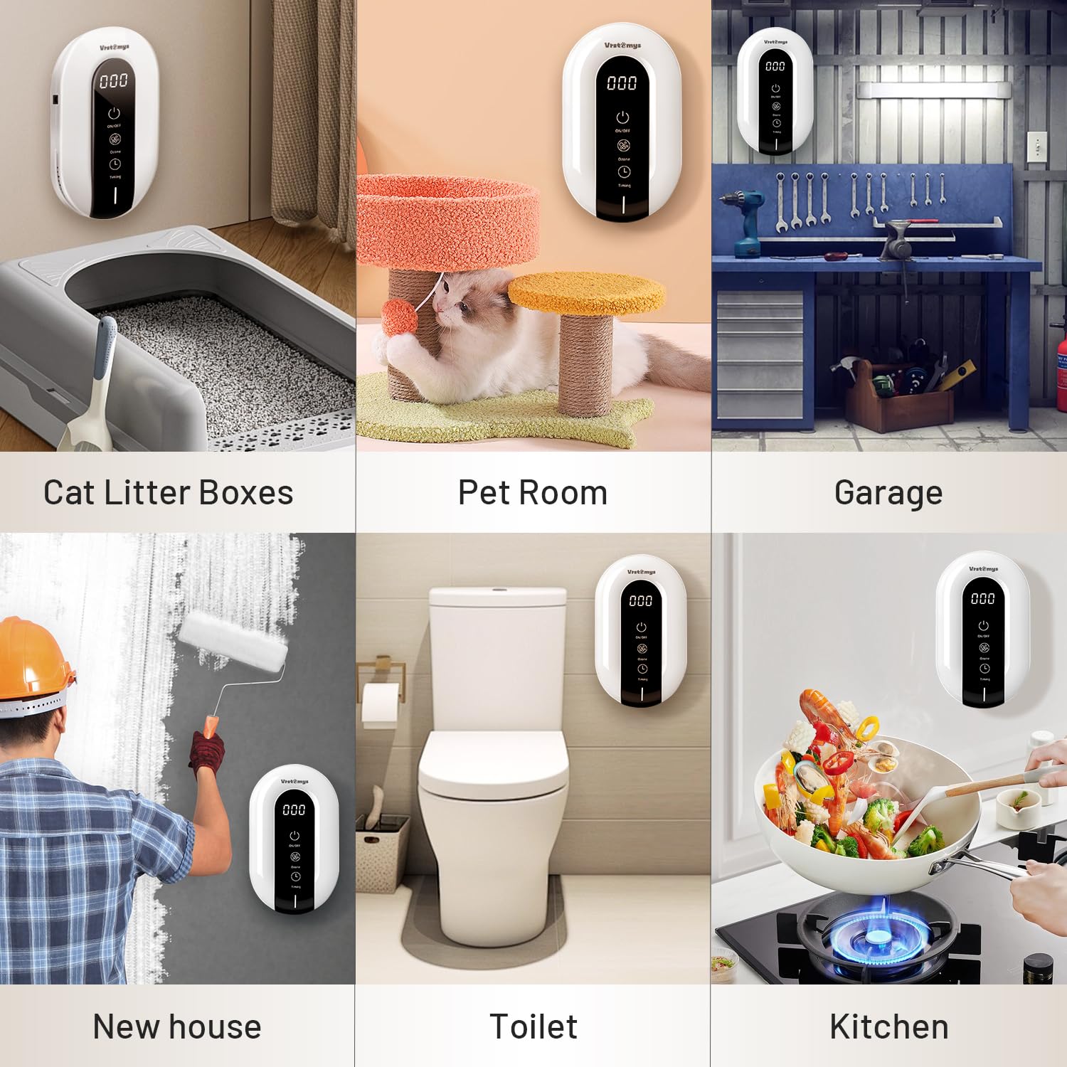 Ozone Odor Eliminator for Strong Smells - Cat Litter Deodorizer & 99% Effective Air Purifier - Eliminates Pet, Smoke & Household Odors - Ideal for Small Spaces, Bathrooms & Closets