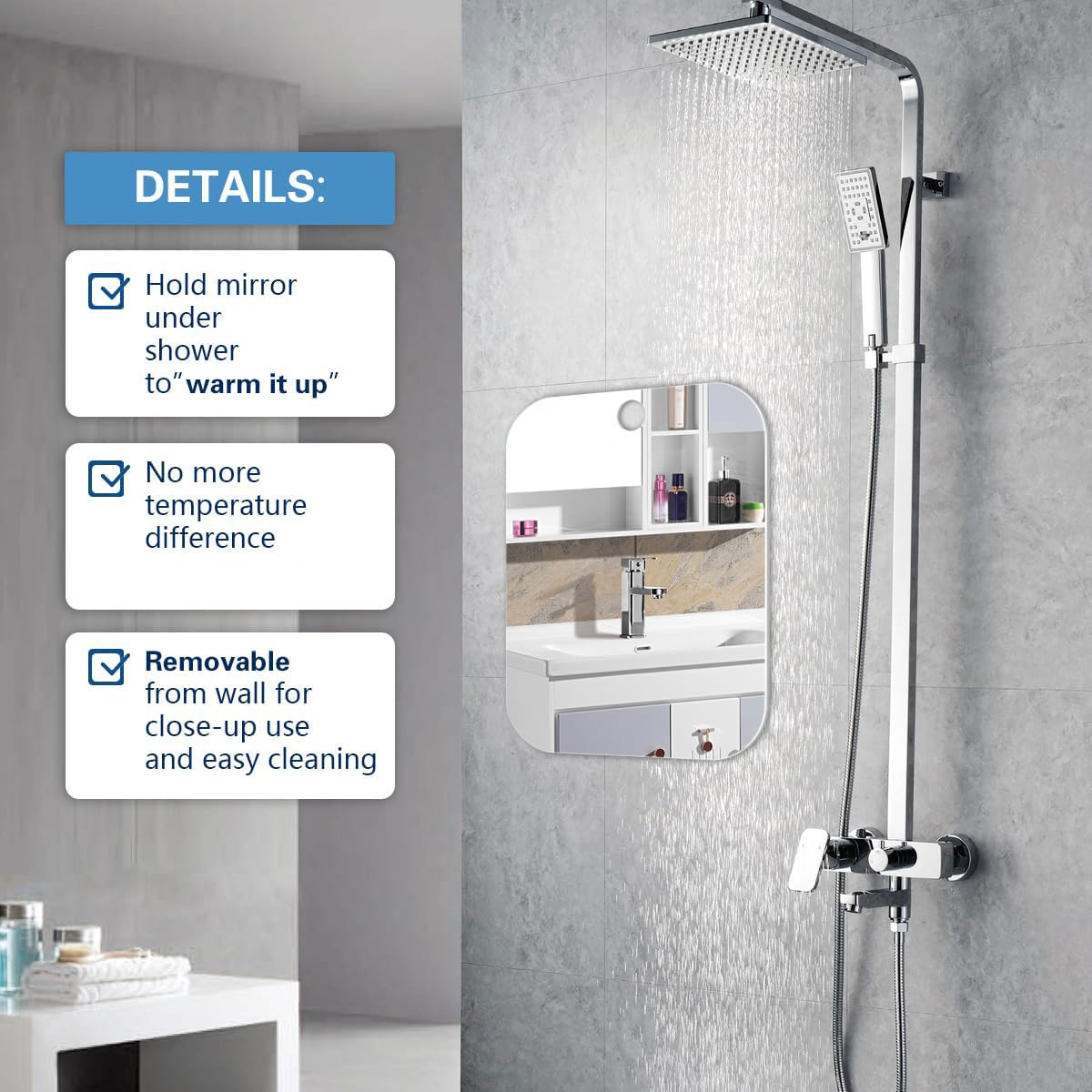 2 Pack Unbreakable Shower Mirror for Travel & Bathroom - 8x10.6 Inch Shatterproof Wall Mounted Mirror for Shaving & Makeup - Perfect for Camping, Outdoor Showers & Daily Grooming